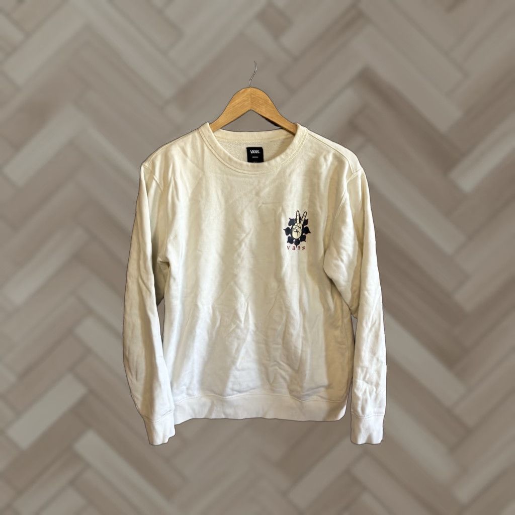 Vans Vans Mens White Long Sleeve Pullover Graphic Print Sweatshirt Size S Size US S / EU 44-46 / 1 - 1 Thumbnail