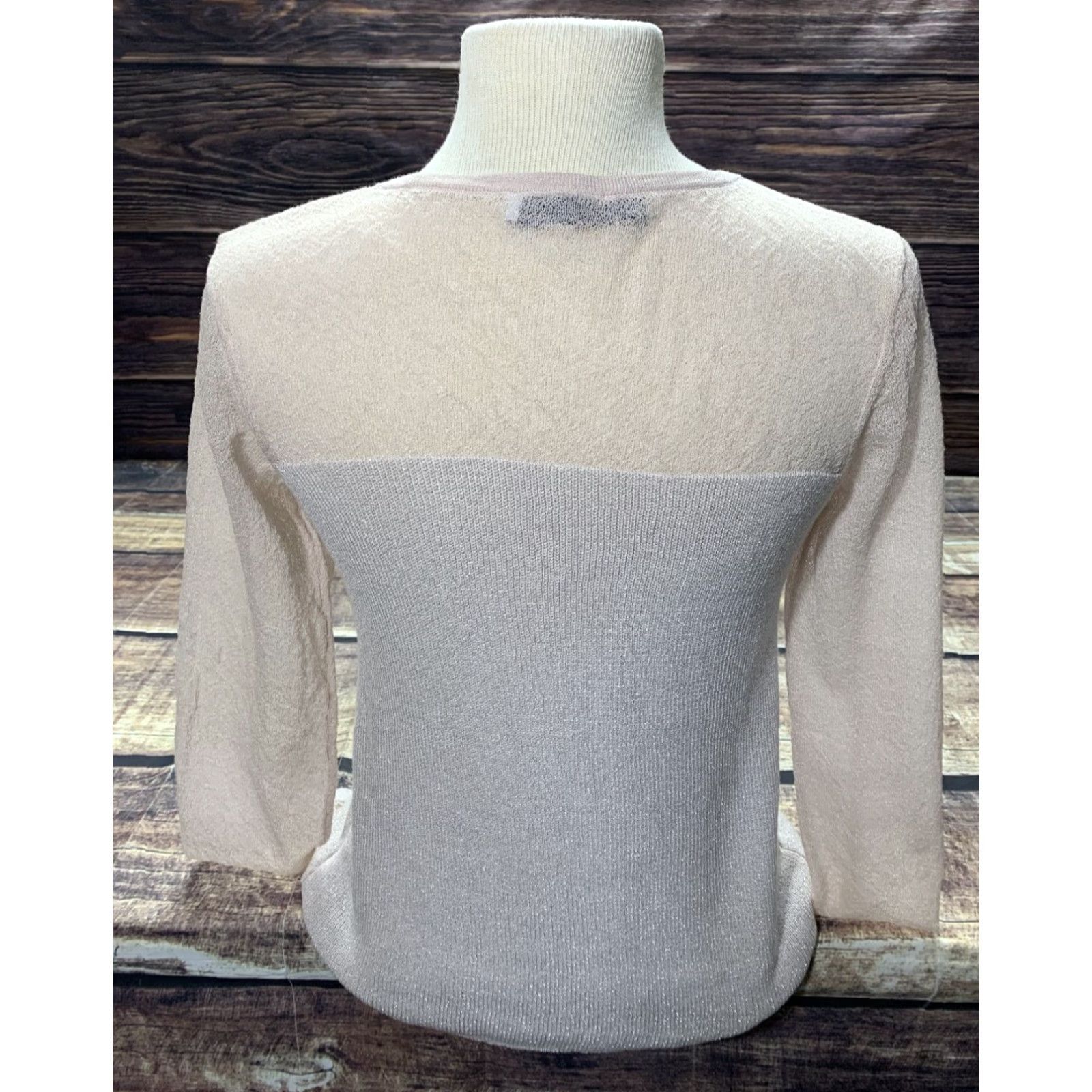 Vintage Jennefer Lopes Jennifer Lopez Womens Pullover Top Shirt Medium Salmon Shear Long Sparkly Knit Glitter Size M / US 6-8 / IT 42-44 - 3 Thumbnail