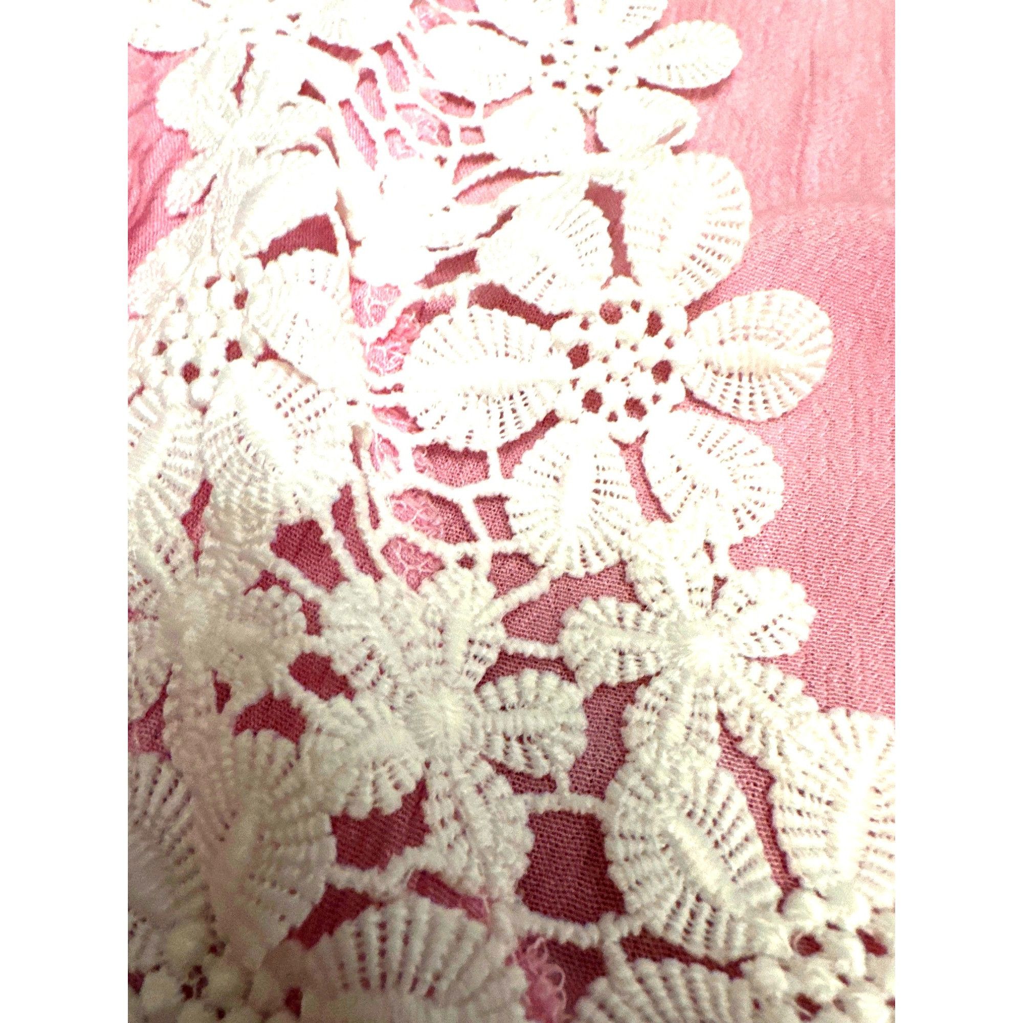 Other CCC Daisy Lace Trim Long Sleeve Pink Boho Dress Floral Cotto Size M / US 6-8 / IT 42-44 - 9 Thumbnail