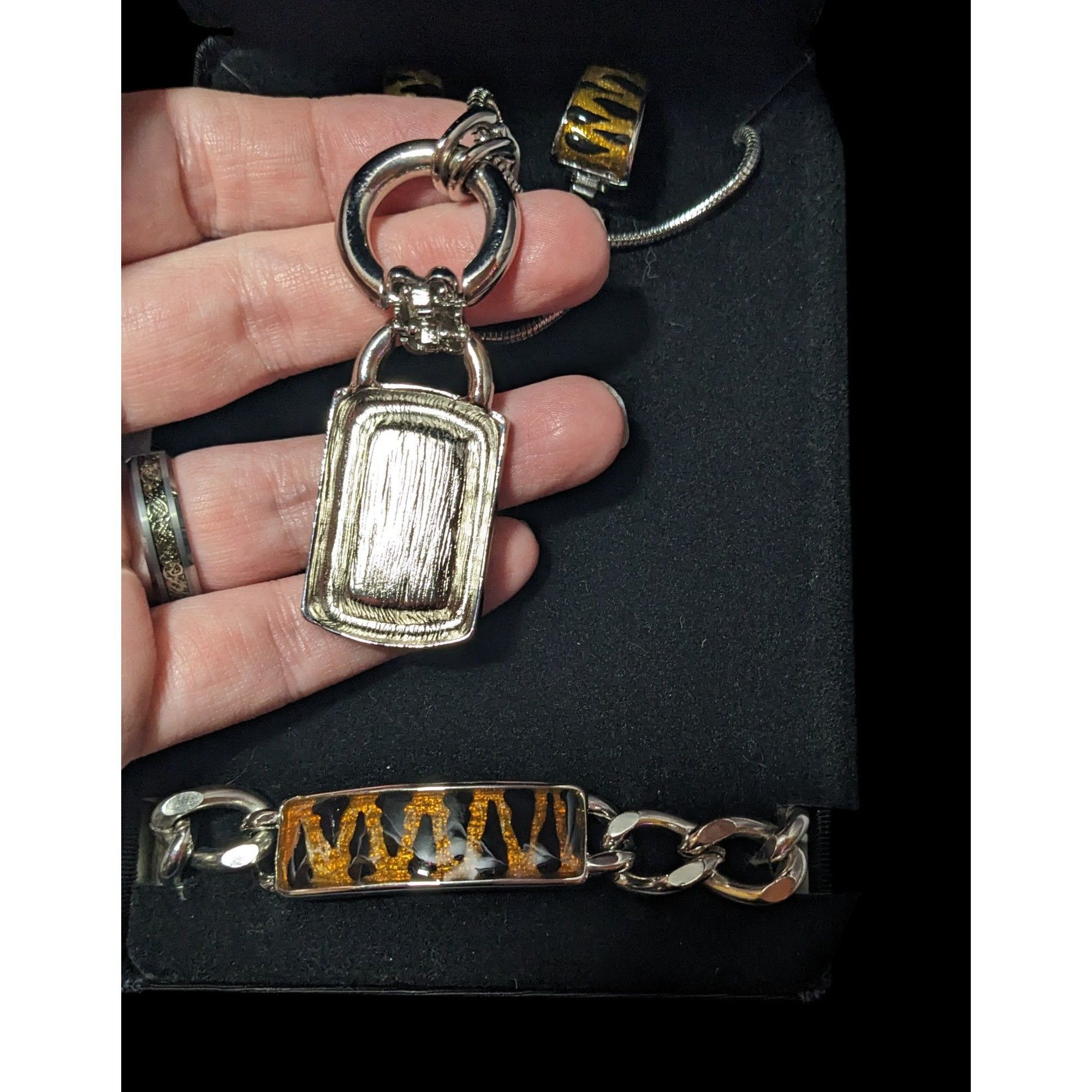 Other Vintage Orange And Black Tiger Glitter Enamel Jewelry Set Size ONE SIZE - 2 Thumbnail