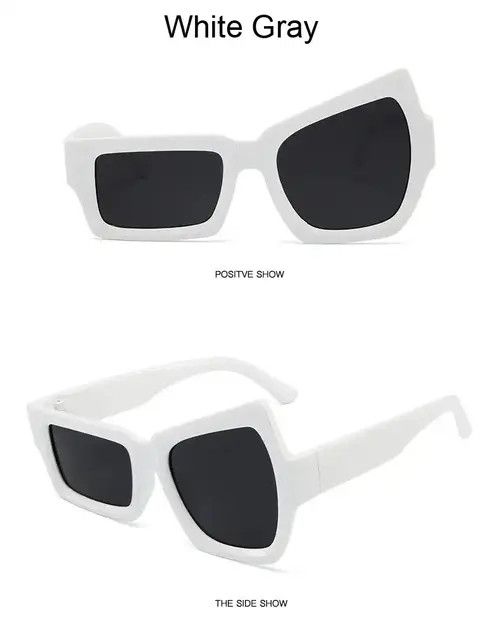 Electric Visual × Japanese Brand Y2K Asymmetric Sunglasses (White) Size ONE SIZE - 4 Thumbnail