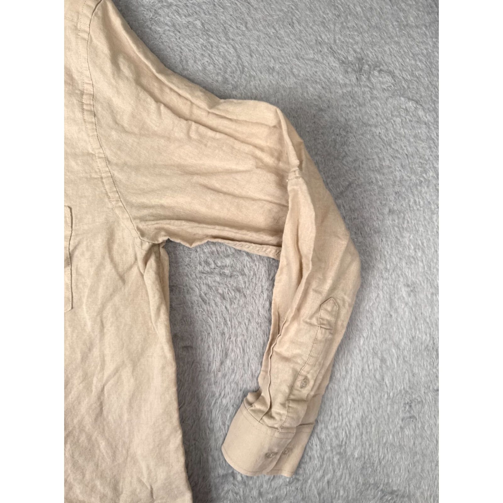 Vintage August Silk Button-Up Shirt Men Medium Beige 100% Cotton Long Sleeve Pockets Casual Workwear All Seasons Fall Spring Summer Winter (M) Mens Size US M / EU 48-50 / 2 - 2 Thumbnail