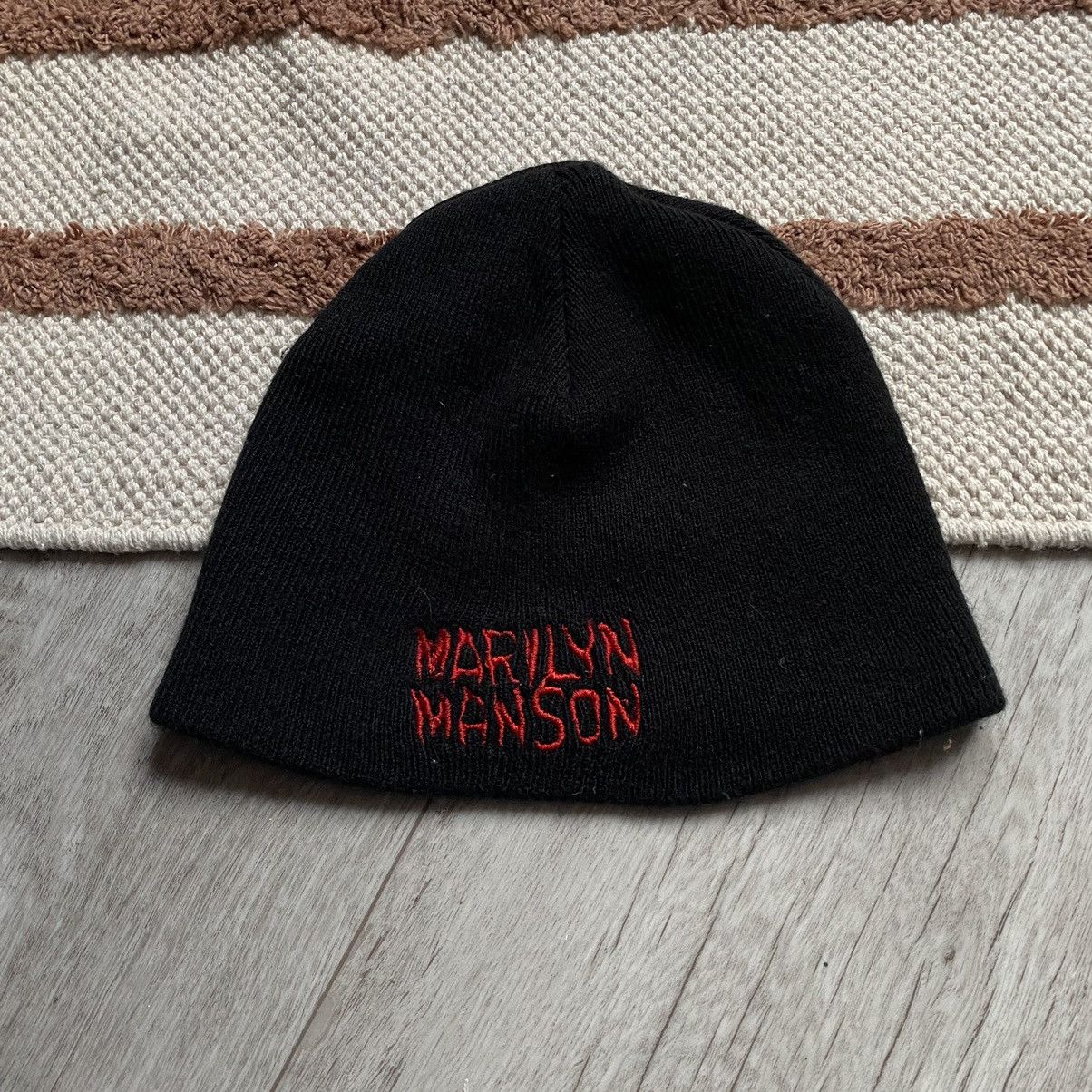 Band Tees VINTAGE MARILYN MANSON BLACK BEANIE HAT Size ONE SIZE - 1 Thumbnail