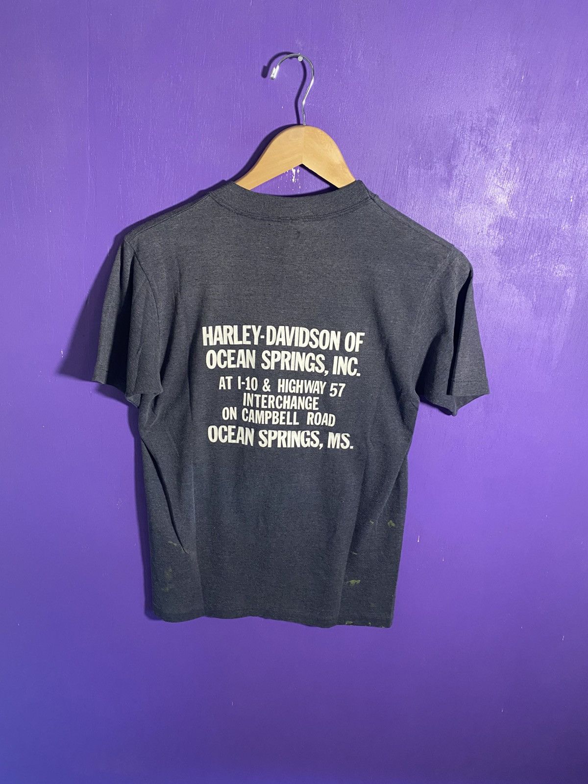 Harley Davidson × Vintage Vintage 80s Harley Davidson ocean springs faded t-shirt Size US M / EU 48-50 / 2 - 2 Thumbnail