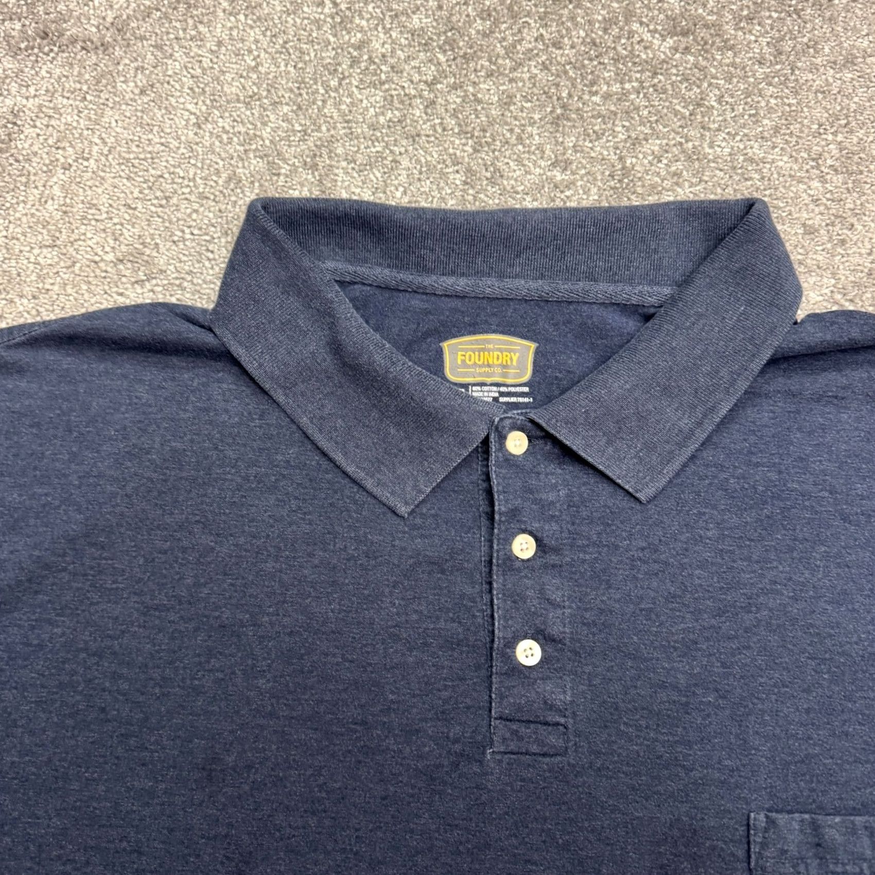 Vintage Foundry Supply Co Polo Shirt Mens 4XL Navy Blue Short Sleeve Pocket Casual Size US XXL / EU 58 / 5 - 3 Thumbnail