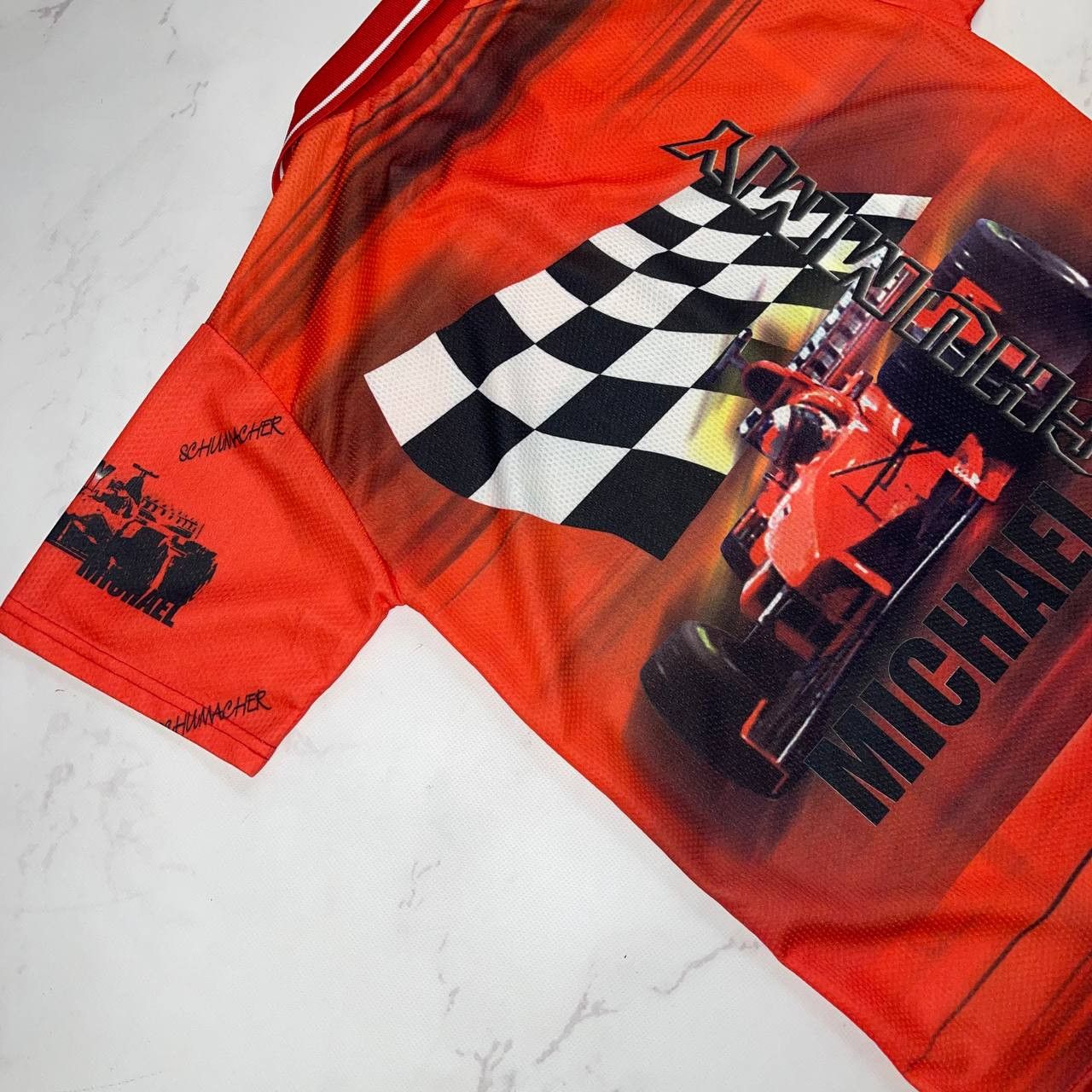 Vintage VINTAGE 90S F1 MICHAEL SCHUMACHER AOP JERSEY Size US M / EU 48-50 / 2 - 9 Thumbnail