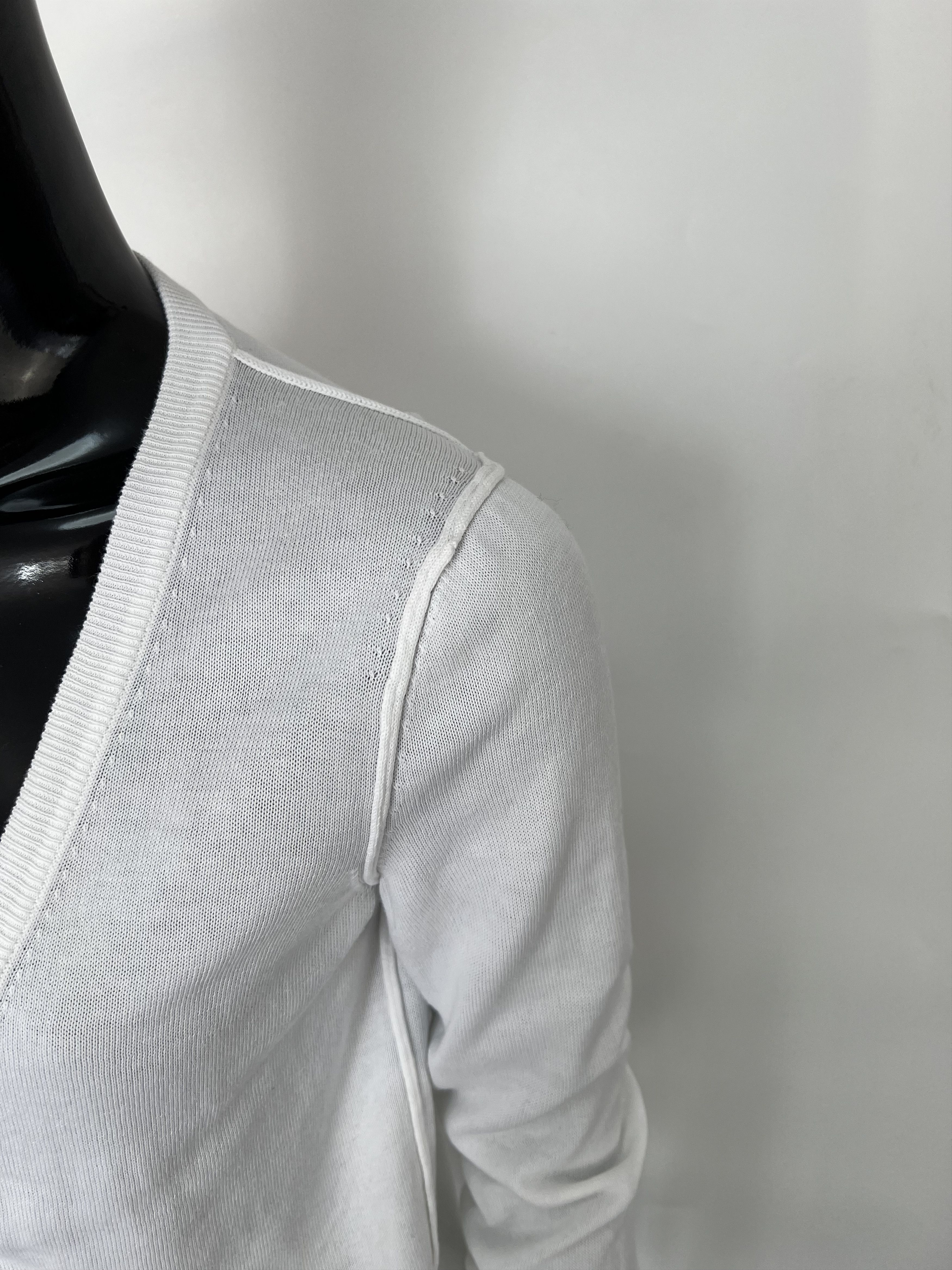 Dolce & Gabbana Dolce & Gabbana White Cotton Long Sleeve V-Neck Cardigan Size M / US 6-8 / IT 42-44 - 6 Thumbnail