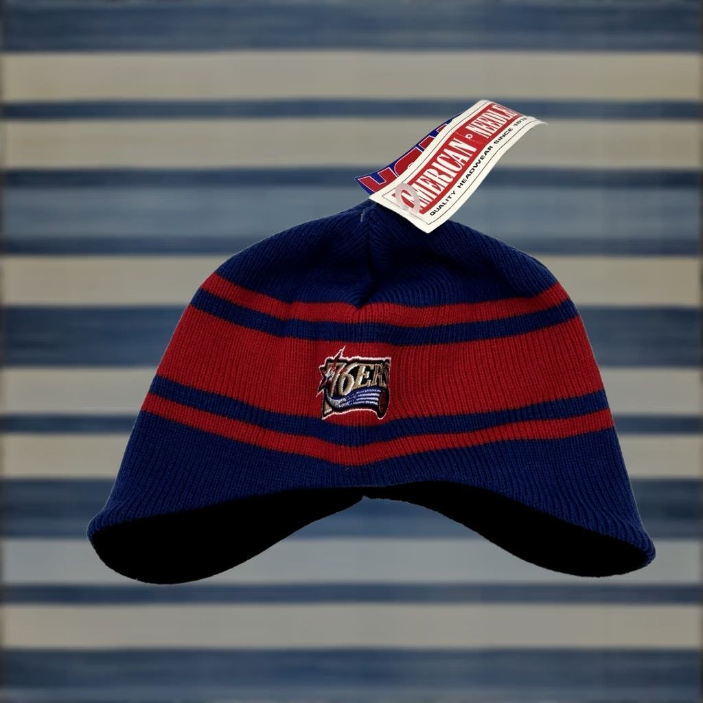 American Needle PHILADELPHIA 76ERS BEANIE AUTHENTIC CUFFED AMERICAN NEEDLE OSFA NEW Blue Striped Beanie Mens One Size Winter Spring Summer Fall Size ONE SIZE - 1 Thumbnail