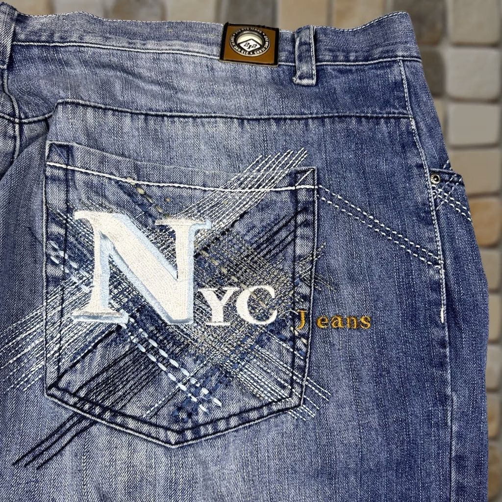 Denime 212 NYC Baggy Wide Leg Streetwear Y2K Fade Denim Skater Grunge Mens Jeans Blue Zip Size US 30 / EU 46 - 1 Thumbnail