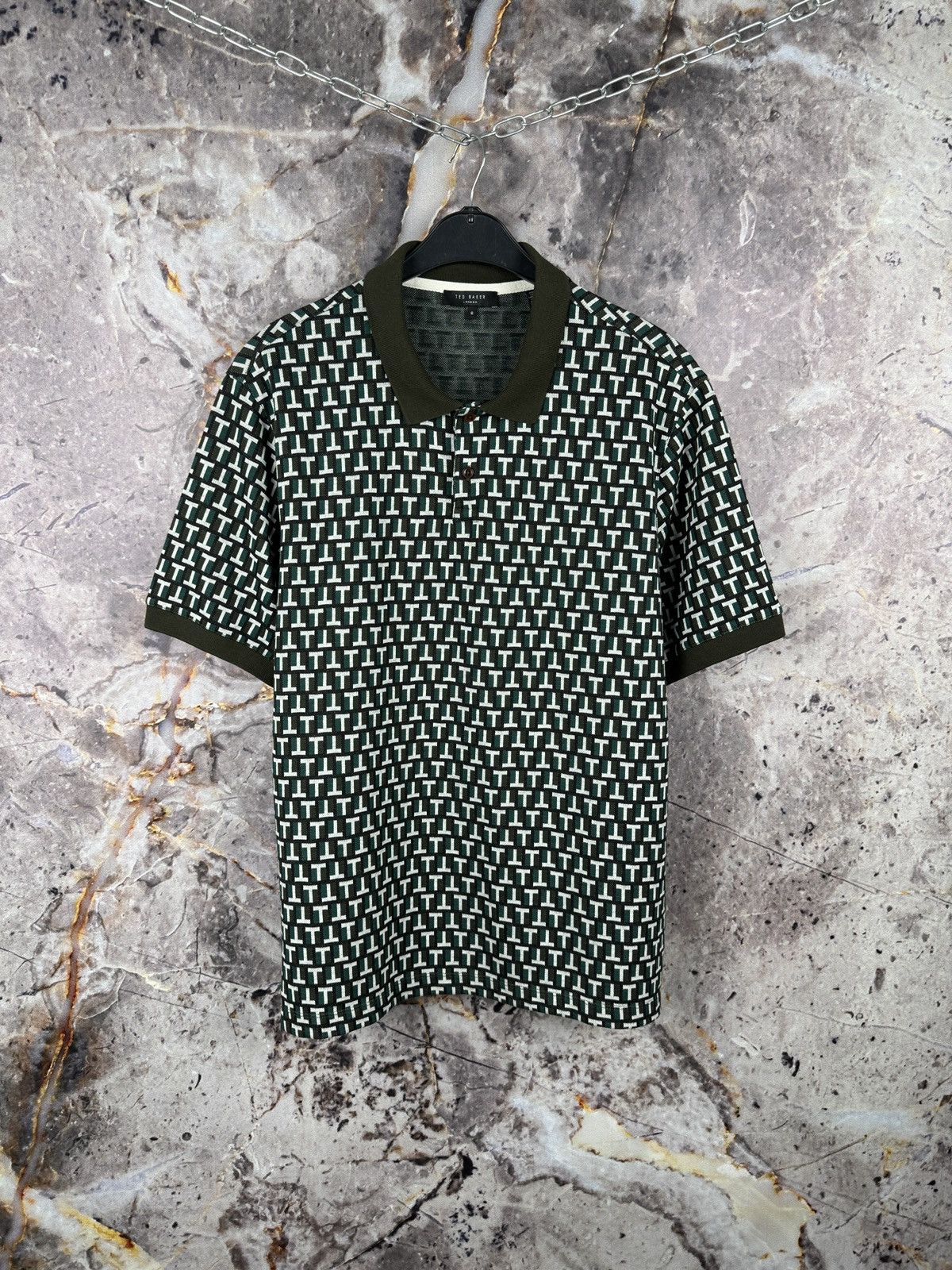 Ted Baker Ted Baker Geometric All-Over Print Polo Shirt Short Sleeve Size US XXL / EU 58 / 5 - 1 Thumbnail