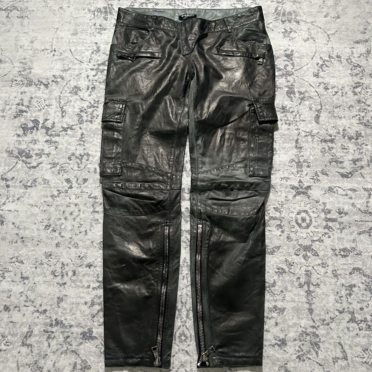 Balmain Balmain Decarnin Leather Cargo Biker Pants Size US 30 / EU 46 - 1 Thumbnail