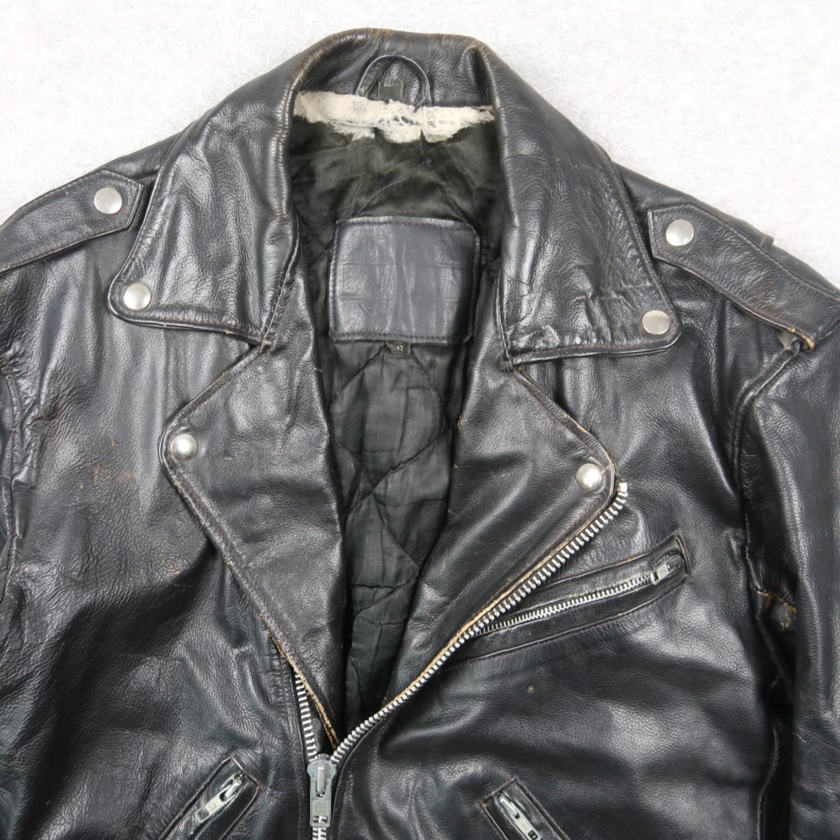 Harley Davidson VINTAGE Harley-Davidson Men Jacket 38 Black Leather Biker Zip Pockets Lined Size US XXS / EU 40 - 3 Thumbnail