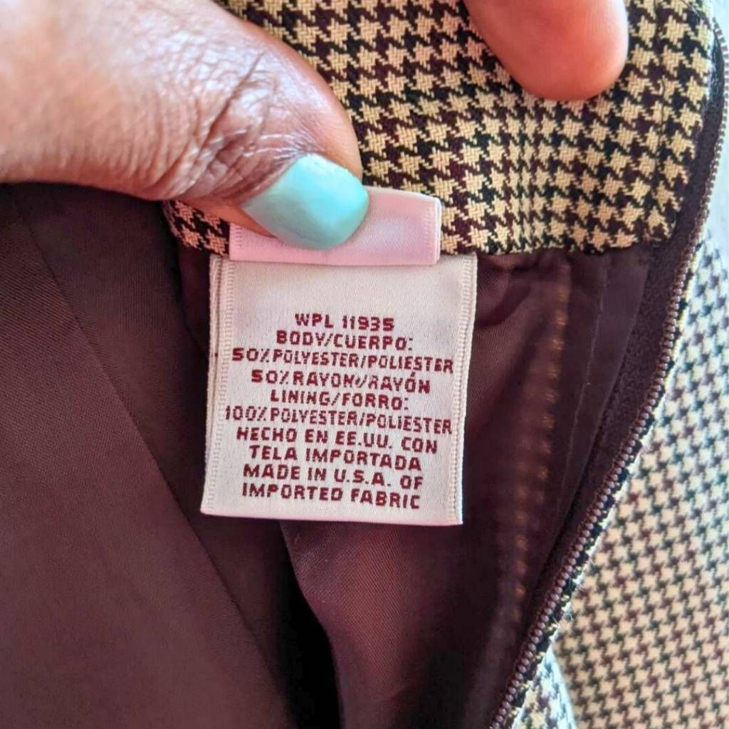 Worthington Worthington Skirt 4P Petite Houndstooth Brown Cream Lined Ca Size 27" / US 4 / IT 40 - 5 Thumbnail