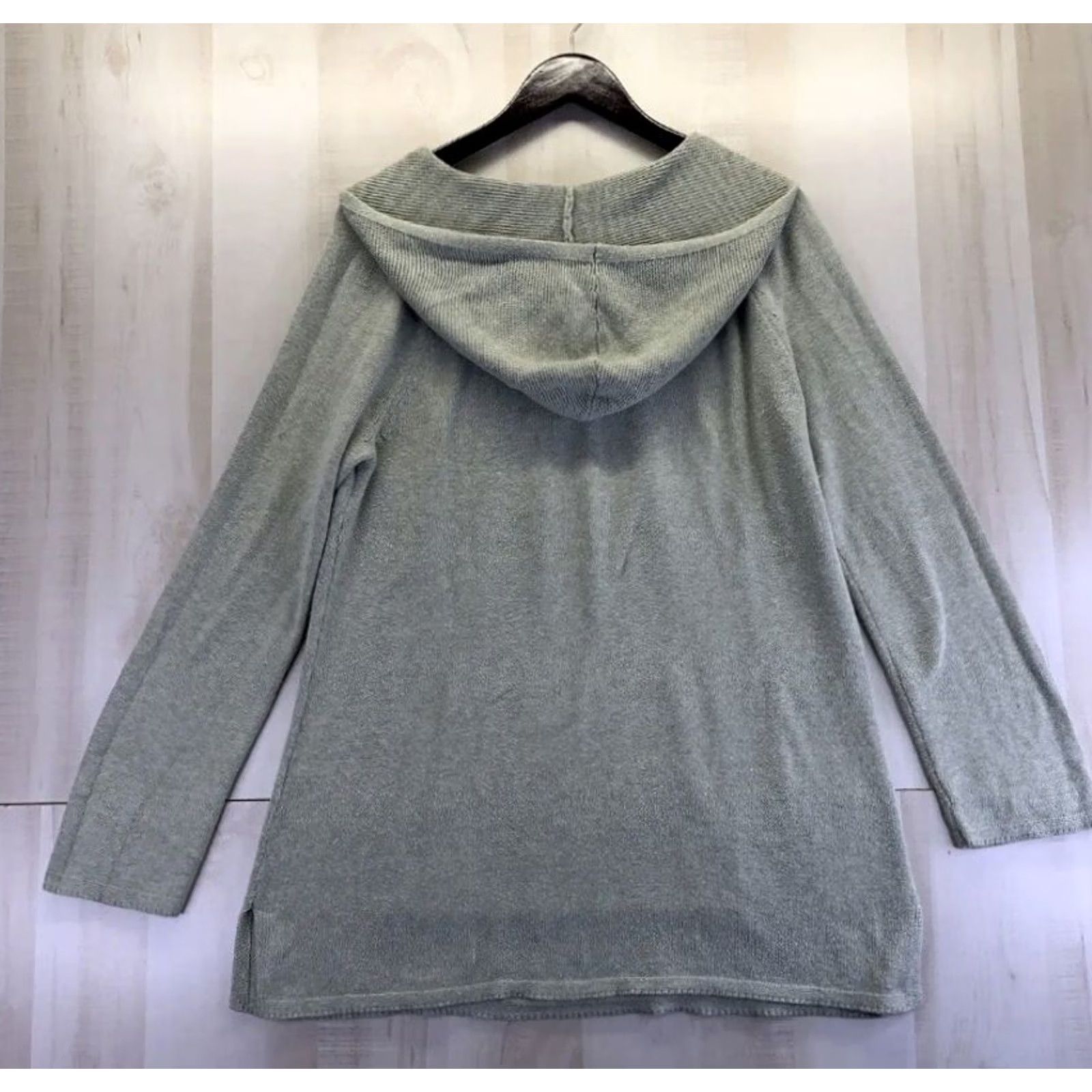 J. Jill J. Jill Silk Blend Hooded Pullover Sweatshirt Pink/Green Knit M Womens Pullover Hooded Silk Blend Knit Sweatshirt Size M / US 6-8 / IT 42-44 - 2 Thumbnail