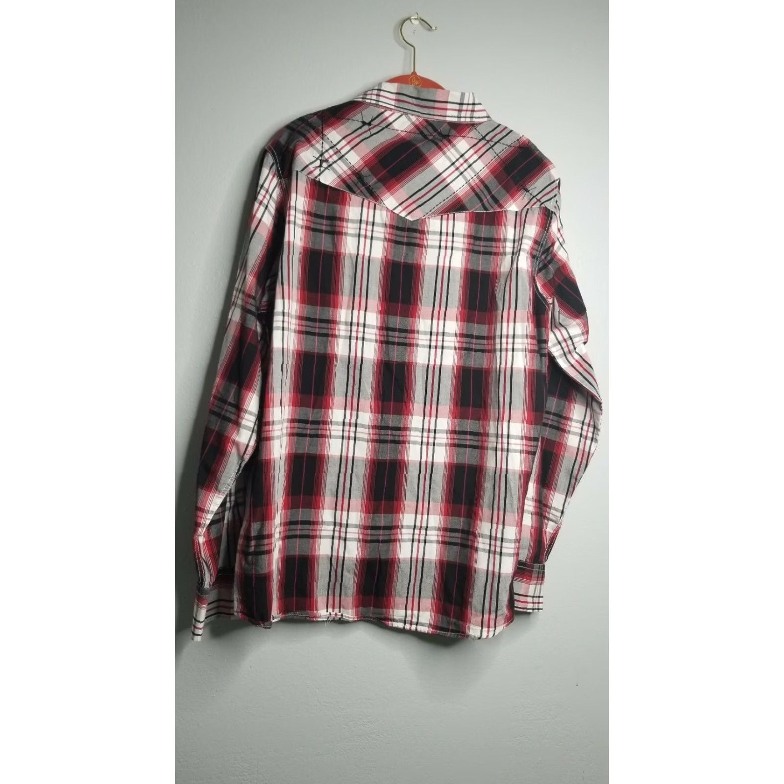 Vintage Cowboy Hardware Western Shirt L Pearl Snap Barbed Wire Embroidery Plaid Red Cotton Men Size L Size US L / EU 52-54 / 3 - 5 Thumbnail