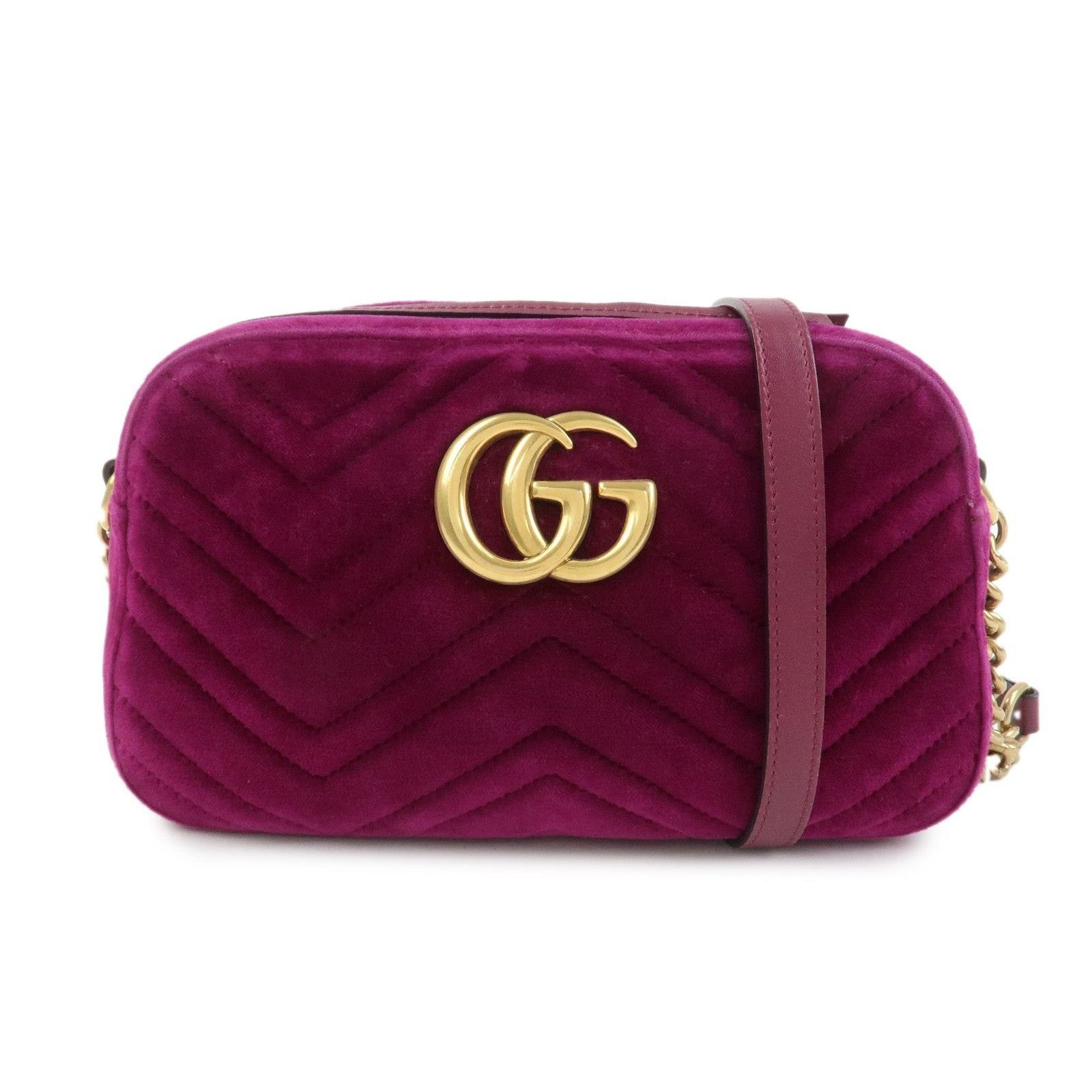 Gucci Gucci GG Marmont Matelasse Velvet Crossbody Bag Purple Size ONE SIZE - 1 Thumbnail