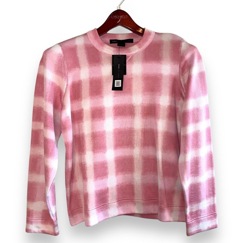 Marc by Marc Jacobs Marc by Marc Jacobs Blurred Gingham Sweatshirt In Piggy Pink Sz L Size L / US 10 / IT 46 - 1 Thumbnail