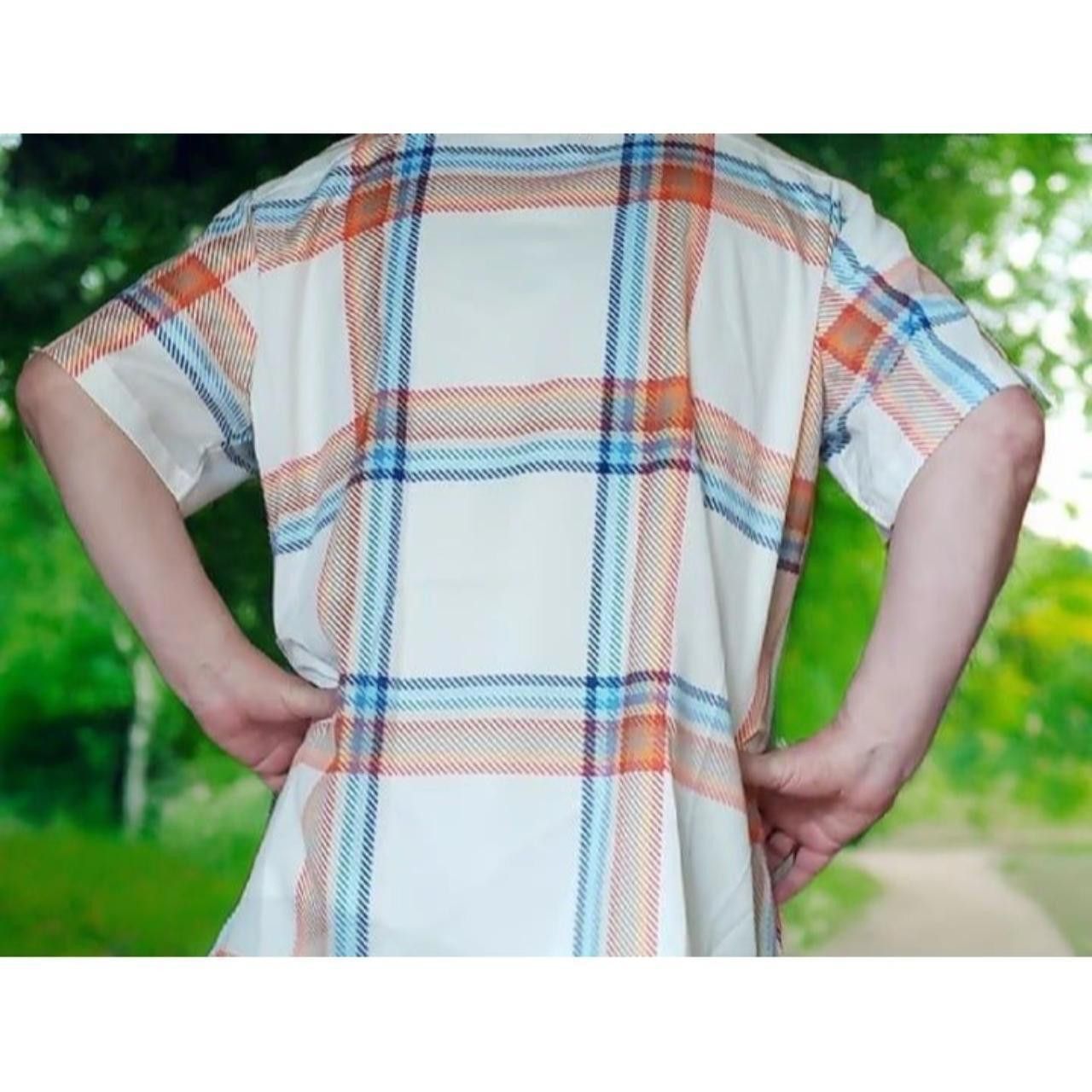 Other Men's Plaid Cuban Collar Retro Summer Shirt Orange/Blue NWT Size US XXL / EU 58 / 5 - 7 Thumbnail