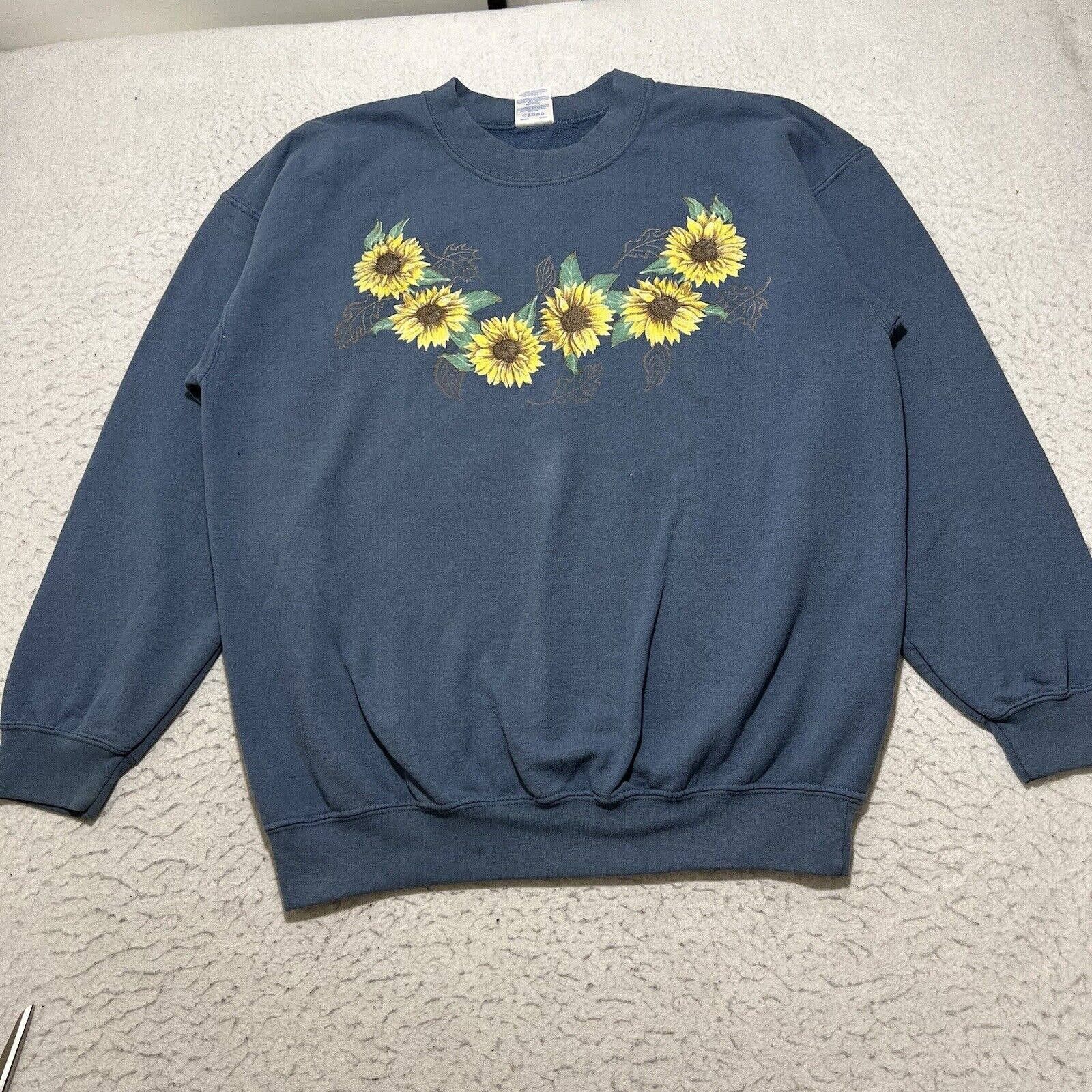 Gildan Gildan Heavy Blend Sunflowers Crewneck Sweatshirt Blue Size L / US 10 / IT 46 - 1 Thumbnail