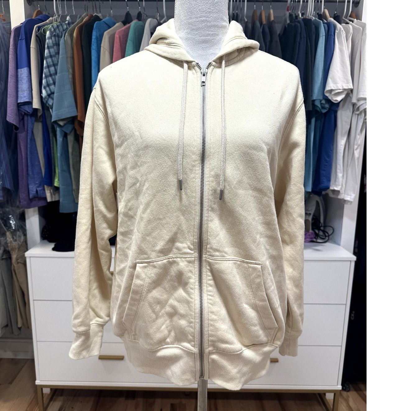 BP. Bp Women's Cream Full Zip Long Sleeve Hoodie Pockets XS NWOT Size XS / US 0-2 / IT 36-38 - 1 Thumbnail