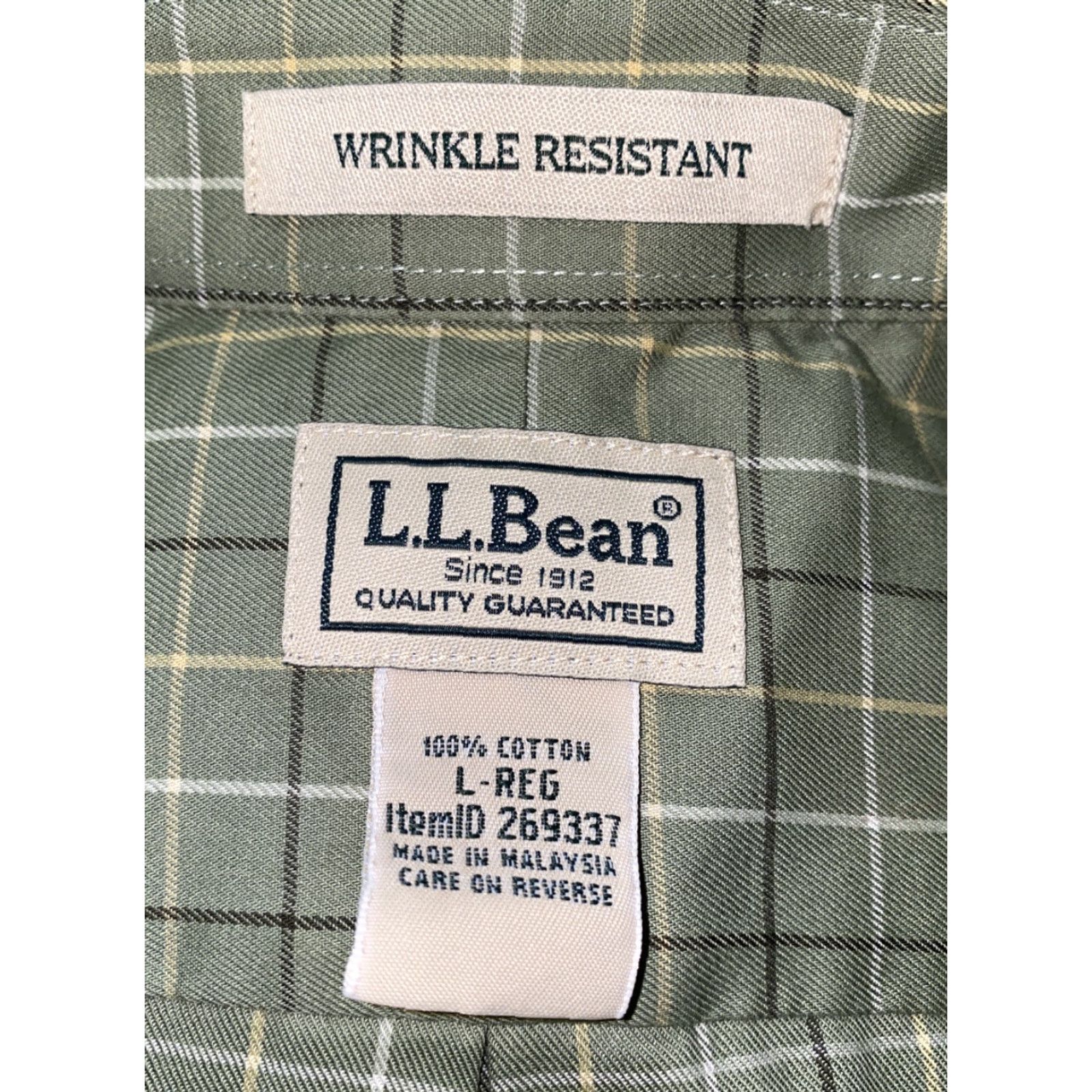 Vintage LL Bean Mens Green Wrinkle Resistant Long Sleeve Button Front Shirt Size L Size US L / EU 52-54 / 3 - 6 Thumbnail