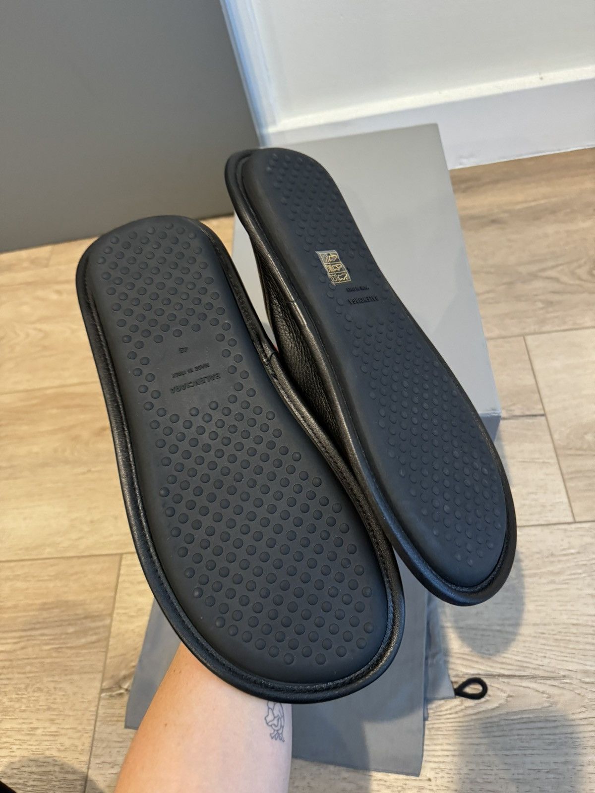 Balenciaga Balenciaga Home Mule Black Leather Size US 12 / EU 45 - 4 Thumbnail