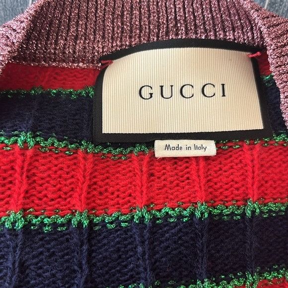 Gucci Gucci Multicolor Metallic Striped Cardigan Floral Patches Pe Size XS / US 0-2 / IT 36-38 - 7 Thumbnail