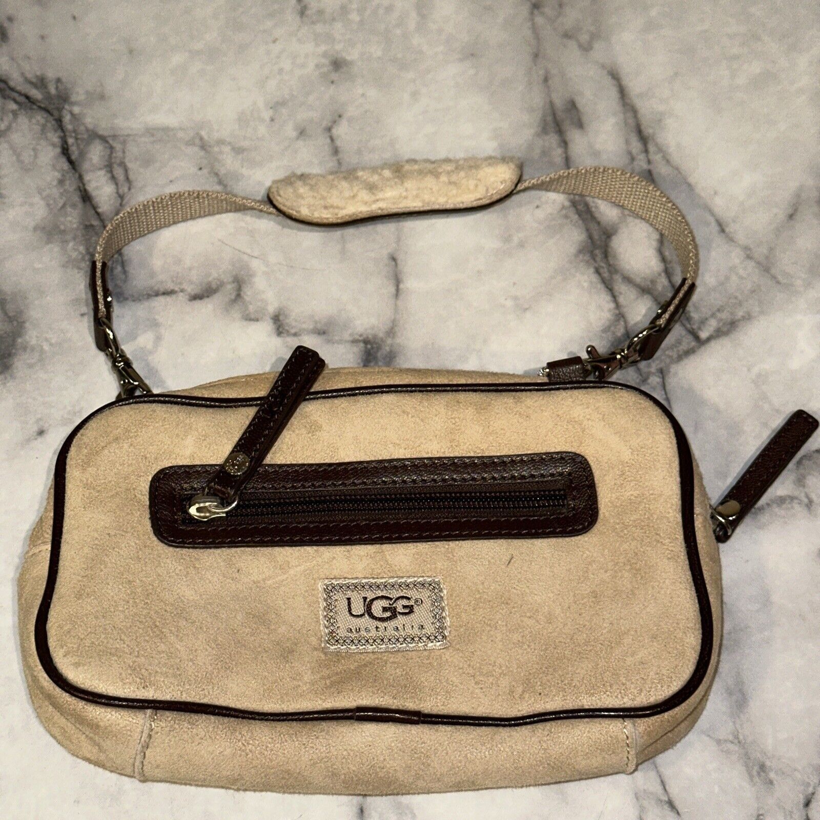 Gant Rugger Ugg MINI Handbag Shoulder Bag Purse 8" Suede Shearling Pouch Size ONE SIZE - 3 Thumbnail