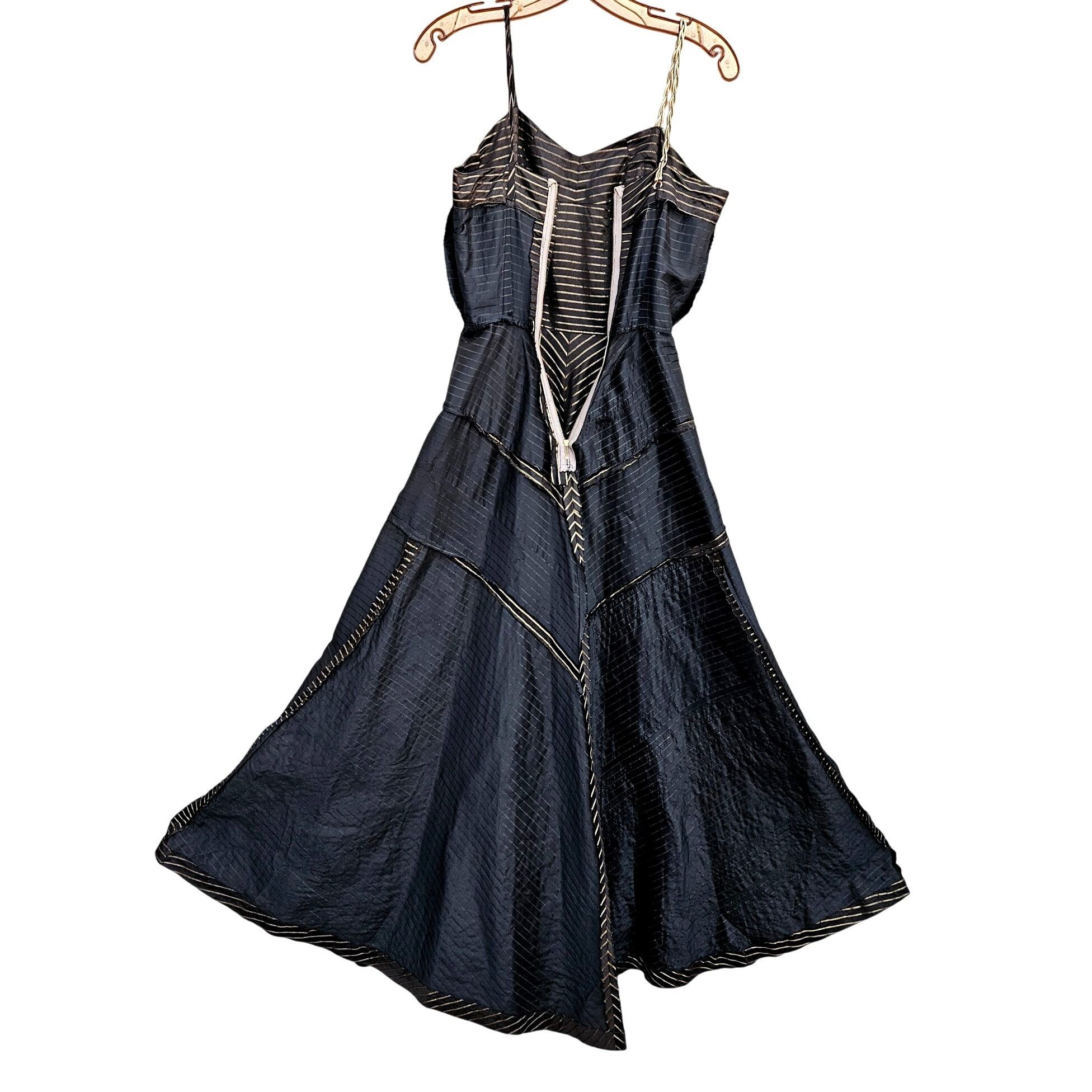 Other 50s Egyptian Black Gold Stripe Evening Gown Full Skirt XXS S Size XXS / US 00 / IT 34 - 11 Thumbnail