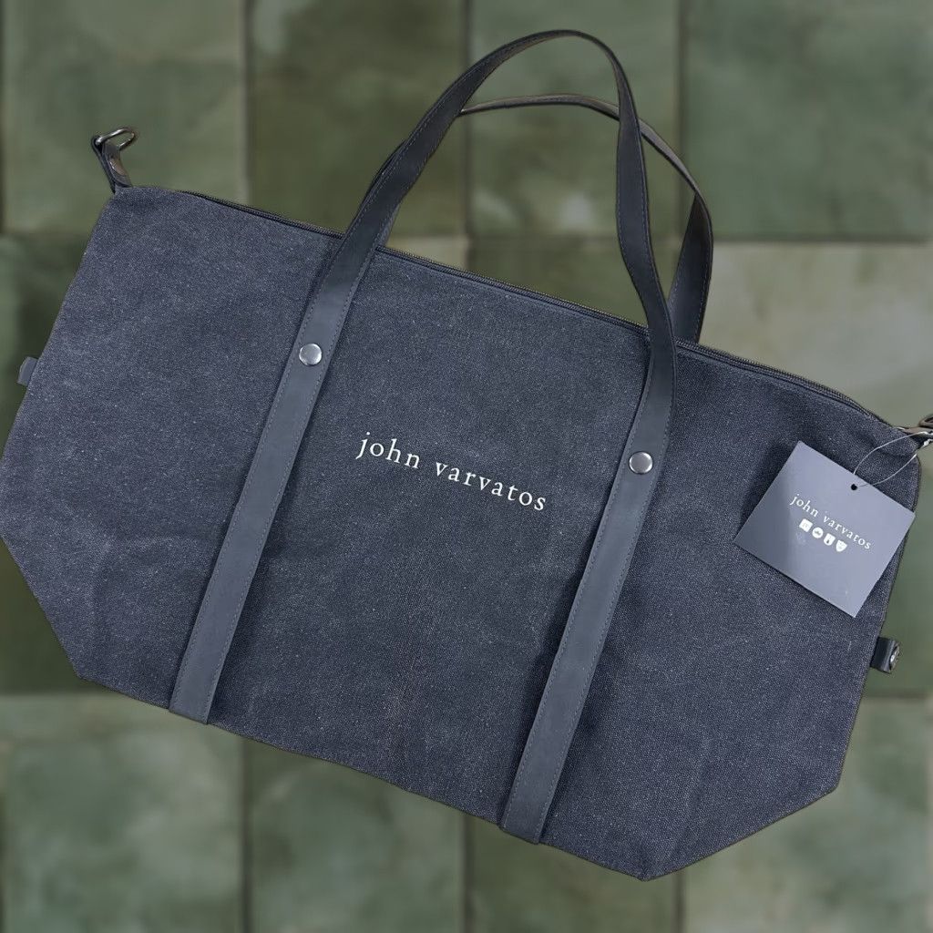 John Varvatos John Varvatos Weekend Bag Duffle Gray Cotton Blend Travel New Washed Faded Canvas Men Bag Size ONE SIZE - 1 Thumbnail