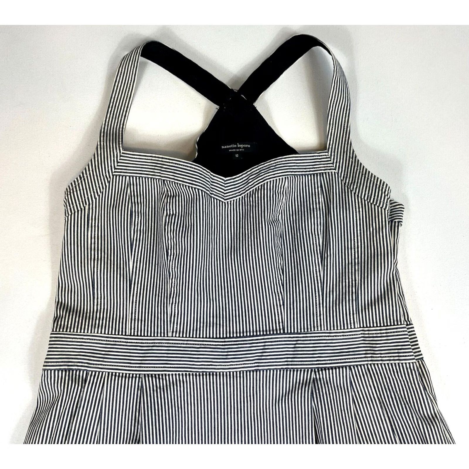 Nanette Lepore Nanette Lepore Runaway Cotton Pique Striped Sleeveless Dress Sz 12 Size XL / US 12-14 / IT 48-50 - 5 Thumbnail