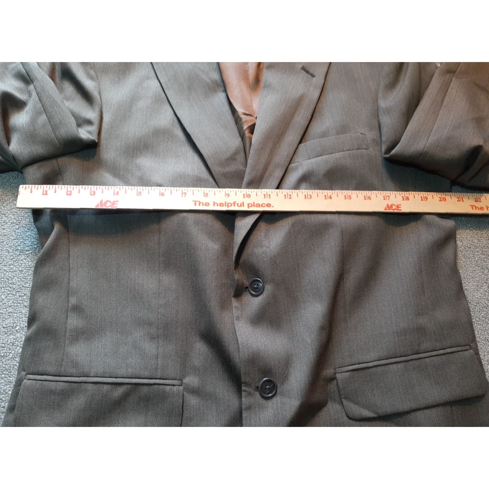 Vintage Towncraft Gray Suit Jacket 40R Mens Regular Three-Button Front Flat Front Classic Business Formal Cocktail Wedding Coat Size 40R - 4 Thumbnail