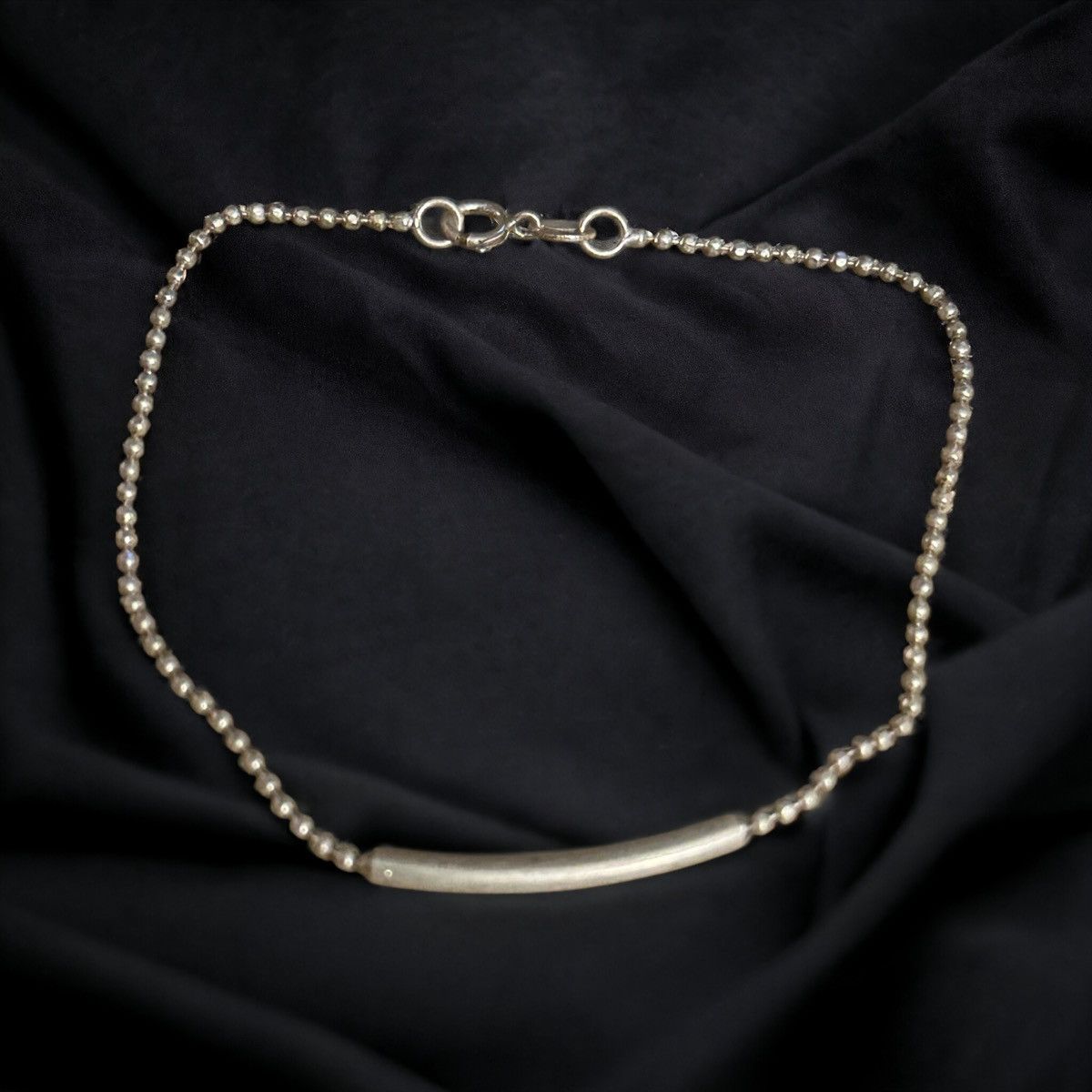 Vintage Vintage 925 silver dainty ball chain curved bar bracelet Size ONE SIZE - 1 Thumbnail