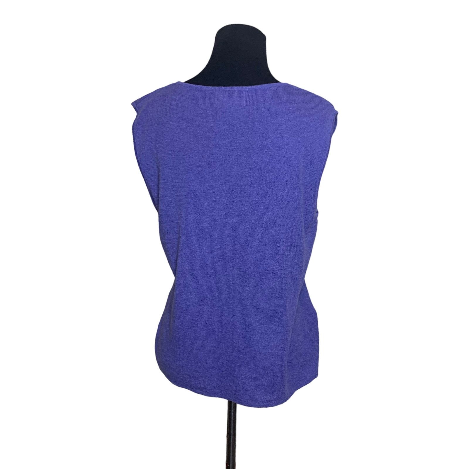 Chicos Chico's Design Purple Linen Cap Sleeves Knit Top Size 2 -12 Size XL / US 12-14 / IT 48-50 - 2 Thumbnail