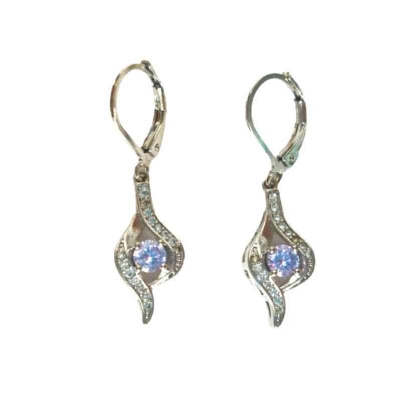 The Unbranded Brand Amethyst Cubic Zirconia Dangle Earrings Sterling Silver 925 Size ONE SIZE - 2 Thumbnail