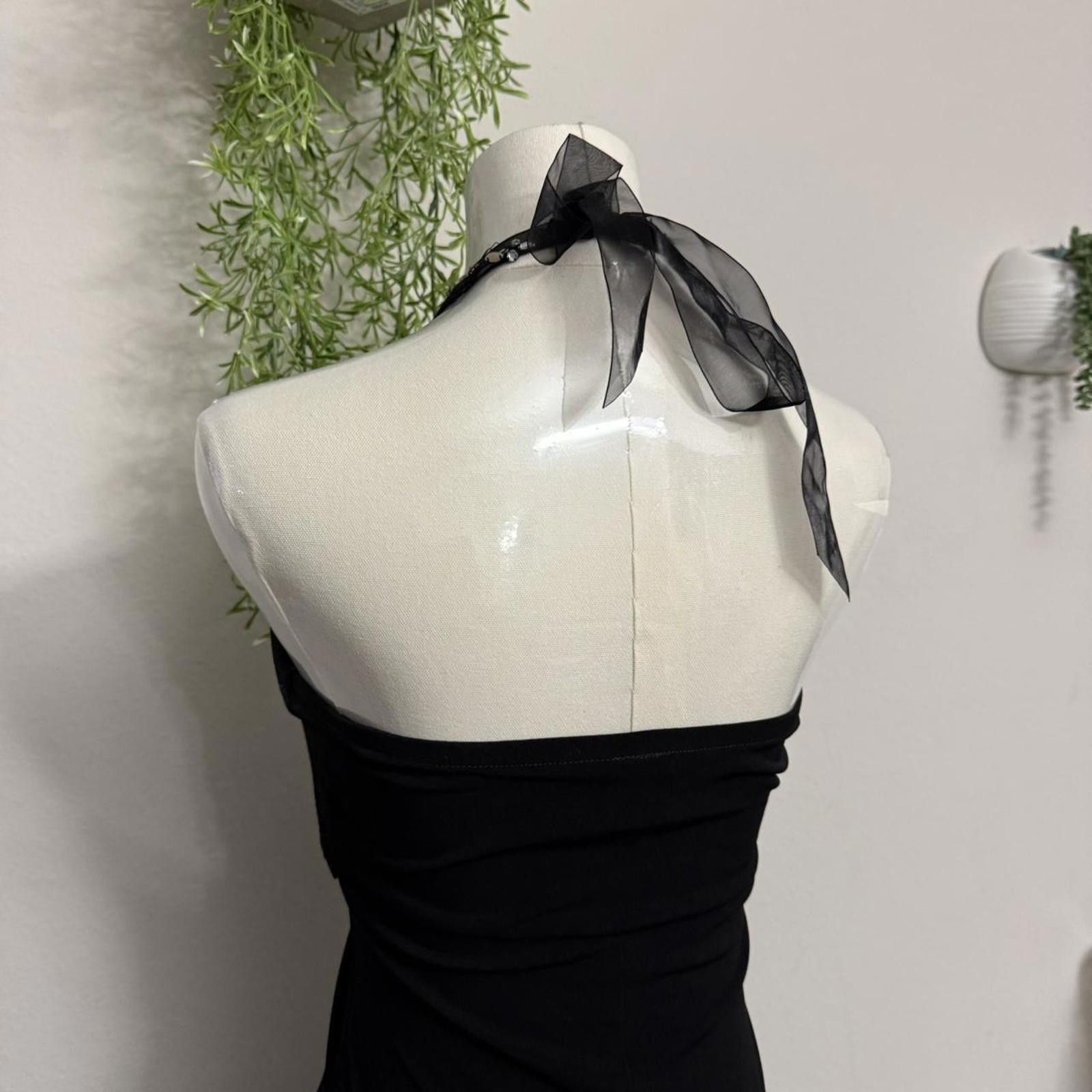 Designer Y2k sangria black and silver beaded hater neck dress S-M Size S / US 4 / IT 40 - 6 Thumbnail
