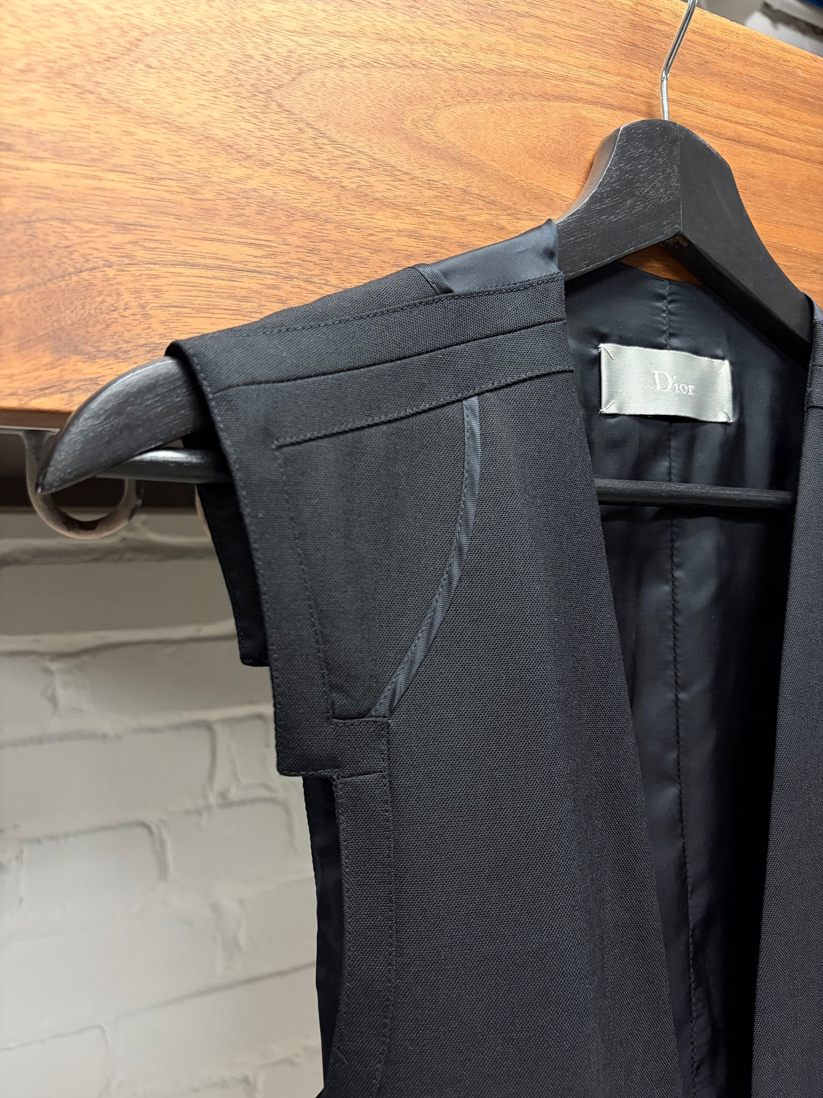 Dior Dior Homme Black Wool Shoulder Padded Formal Vest Size 44S - 2 Thumbnail