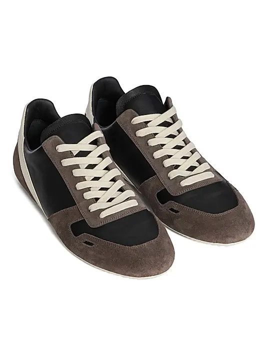 Rick Owens os11x0226 Minimal Leather Sneakers In Dust Black/Brown Size US 8 / EU 41 - 2 Thumbnail