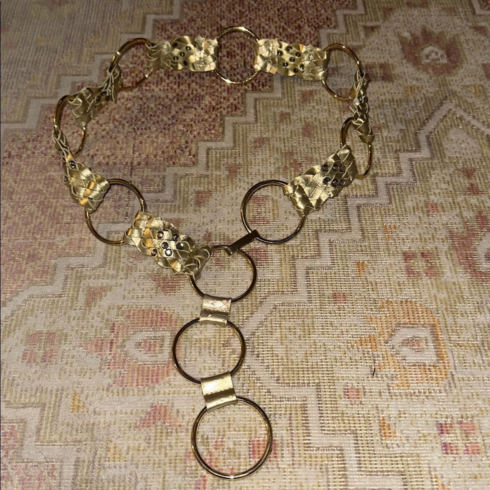Vintage Vintage Rhinestones Gold Woven Circle Link Belt Y2K 90’s Size ONE SIZE - 4 Thumbnail