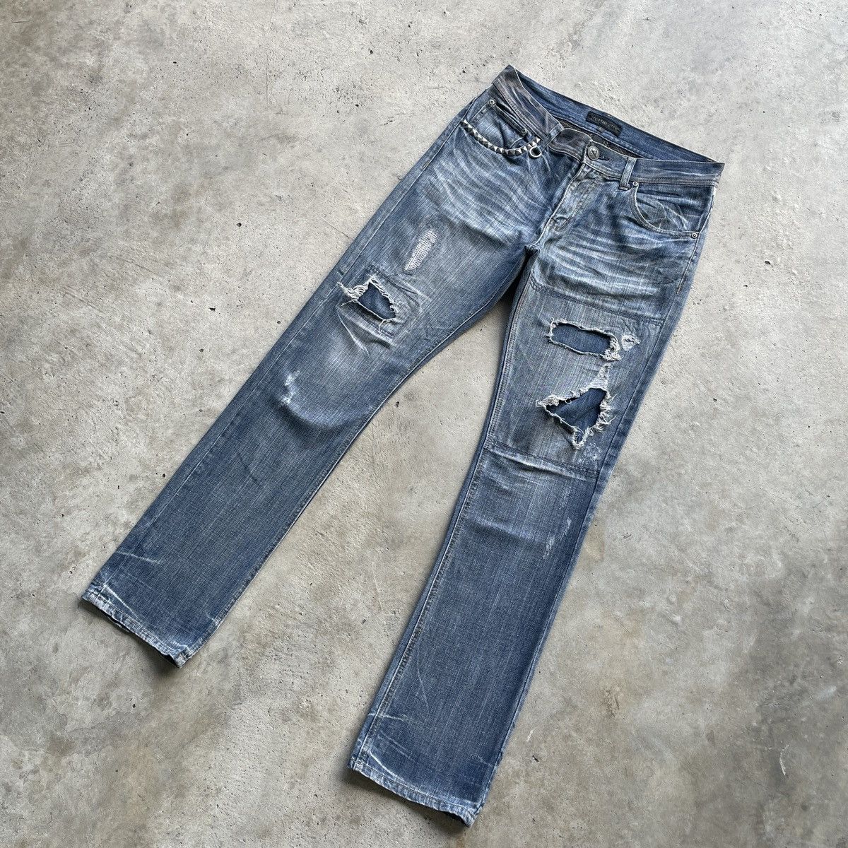 In The Attic Vintage In The Attic Japan Punk Distressed Jeans Faded Pants Size US 33 - 3 Thumbnail