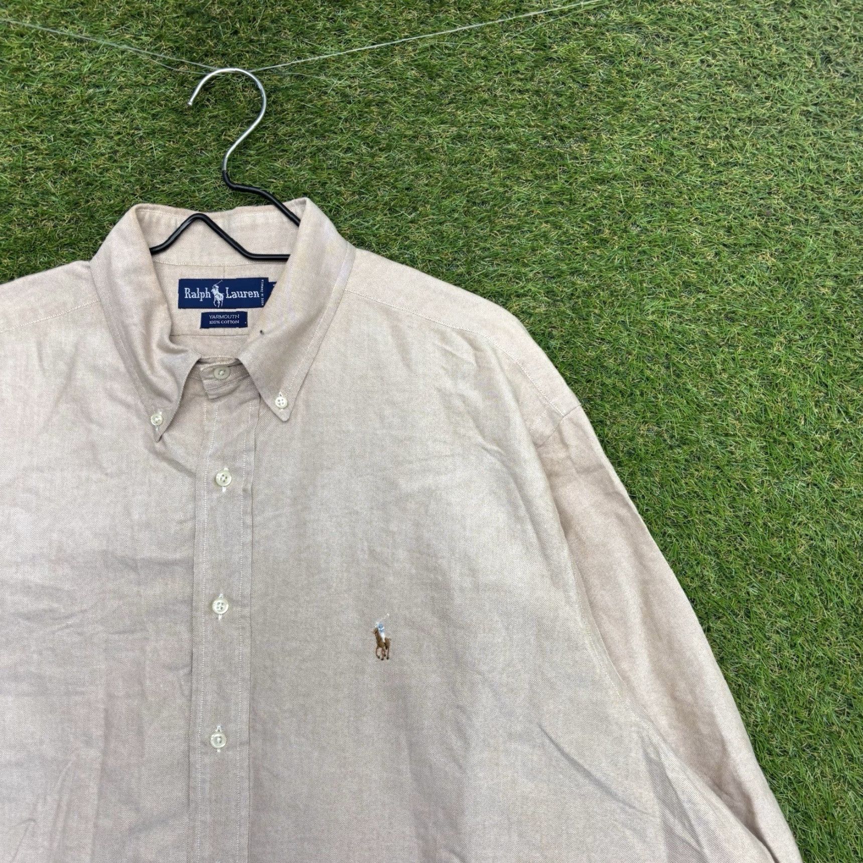 Ralph Lauren Ralph Lauren Yarmouth Button Up Shirt Mens 17.5/34 Beige Flesh Pony Cotton Size US XXL / EU 58 / 5 - 2 Thumbnail