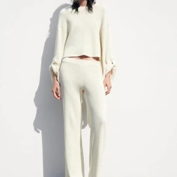 Zara Ivory Ribbed Knit Set