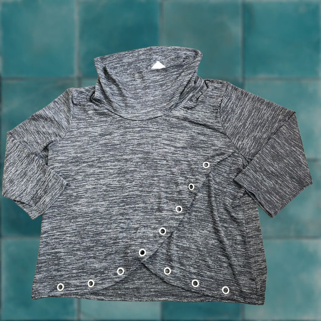 Vintage NY Collection Women's Gray Heathered Cross Over Cowl Neck Blouse - Size 3X Size XXL / US 16-18 / IT 52-54 - 1 Thumbnail