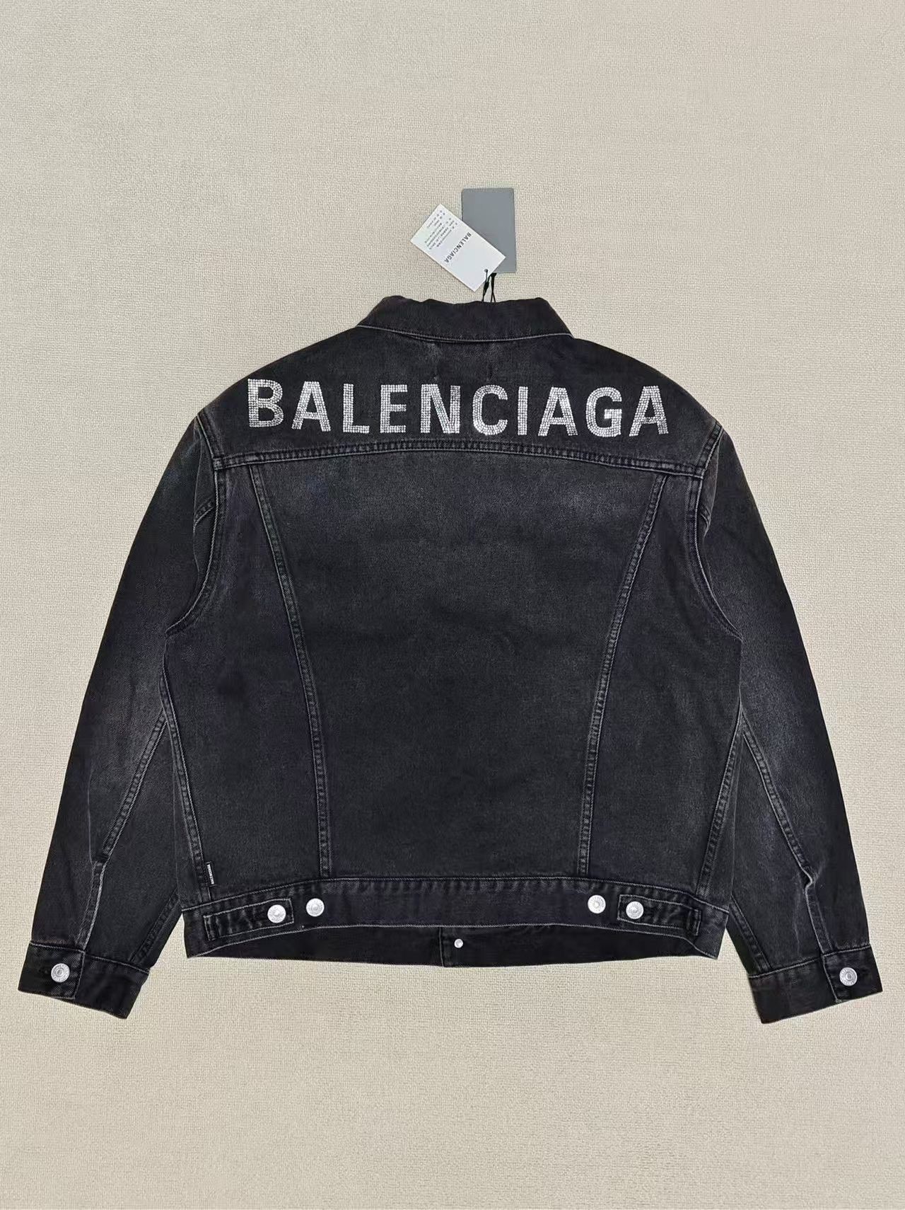 Balenciaga Balenciaga rhinestone logo washed old denim jacket size 34 Size US S / EU 44-46 / 1 - 1 Thumbnail