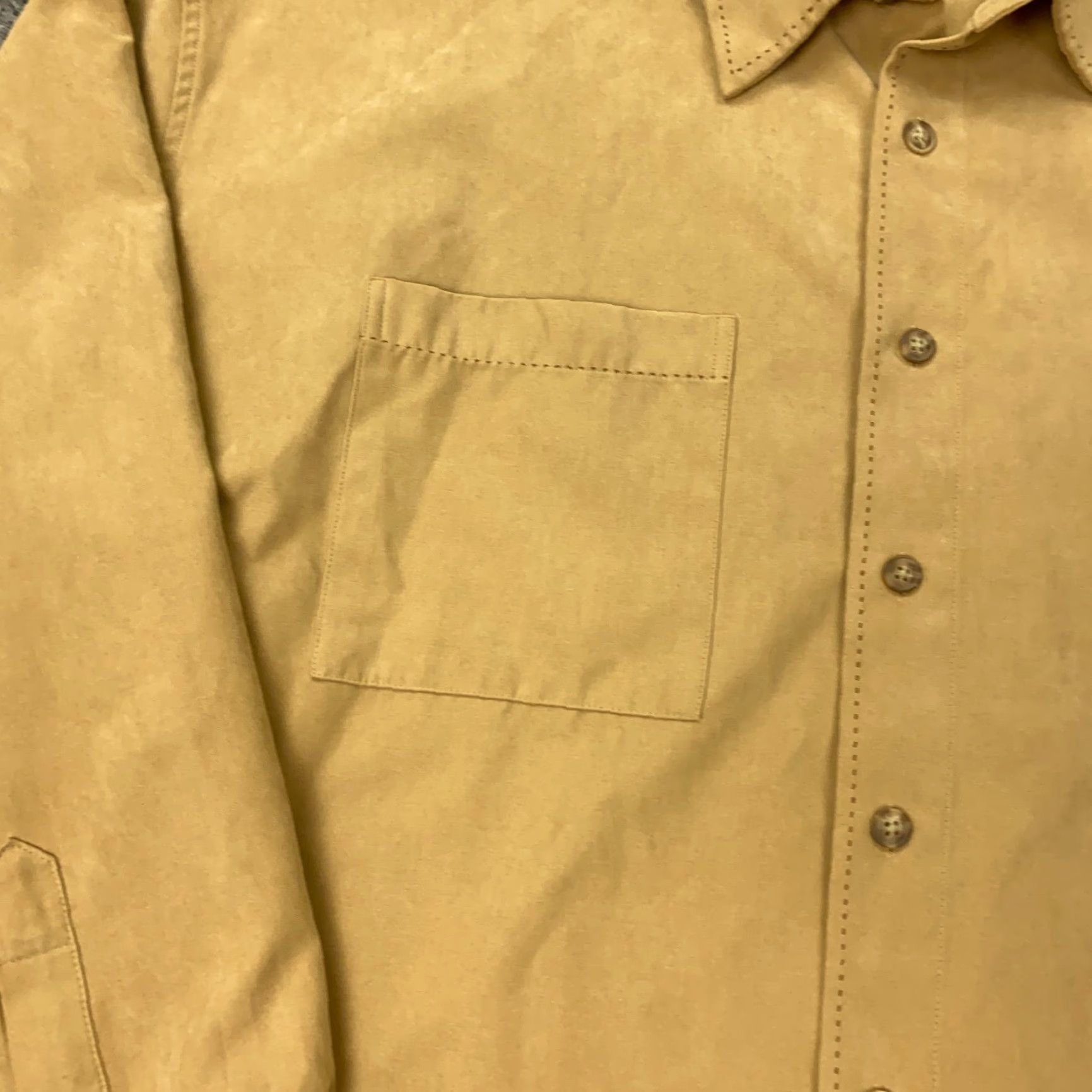 Perry Ellis Perry Ellis America Sueded Shirt Mens Big 2X Brown Polyester Blend Long Sleeve Button-Up Shirt Size US XXL / EU 58 / 5 - 4 Thumbnail
