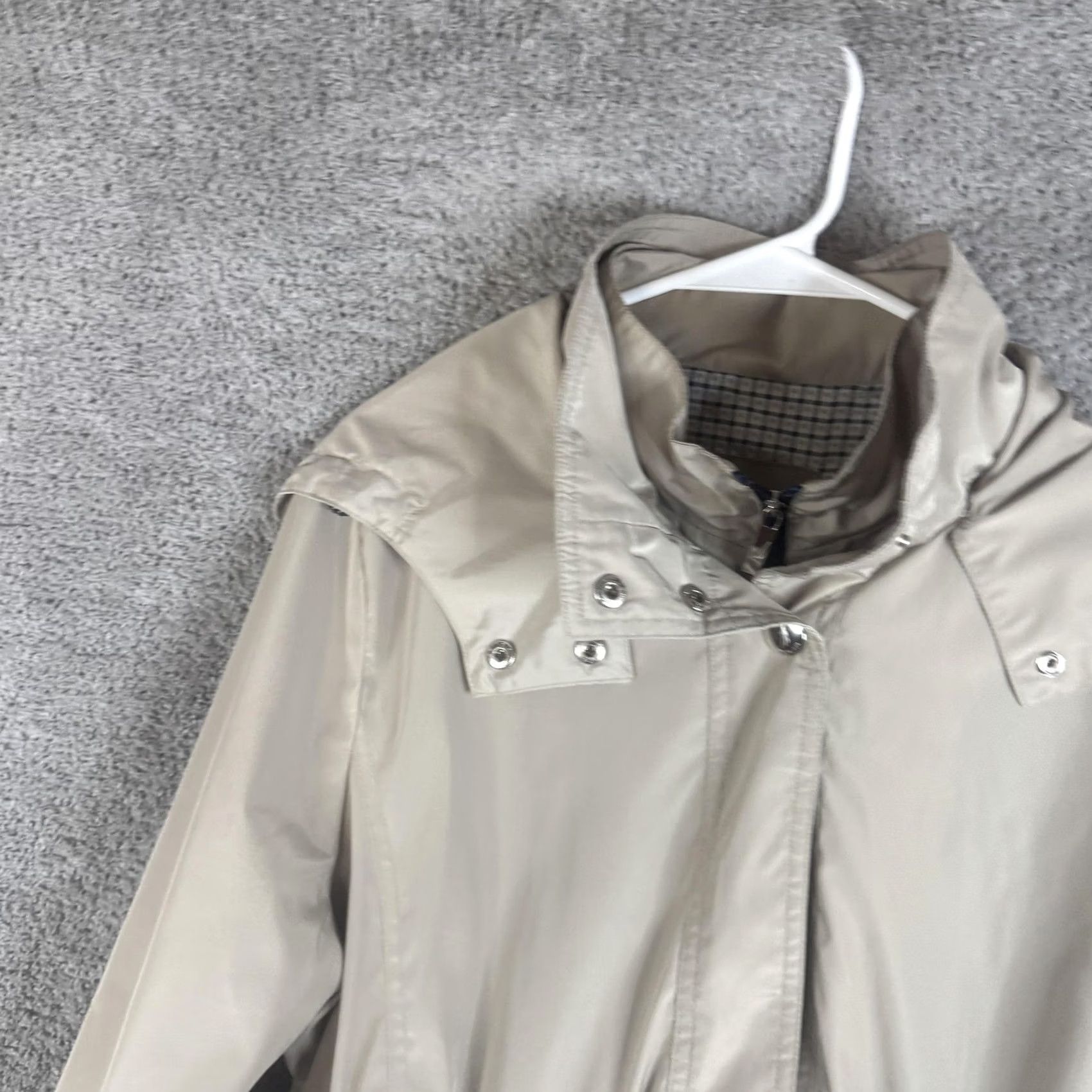 Nautica Nautica Coat Womens Large Beige Hooded Rain Microfiber Zip Pockets Mid Length Size L / US 10 / IT 46 - 5 Thumbnail