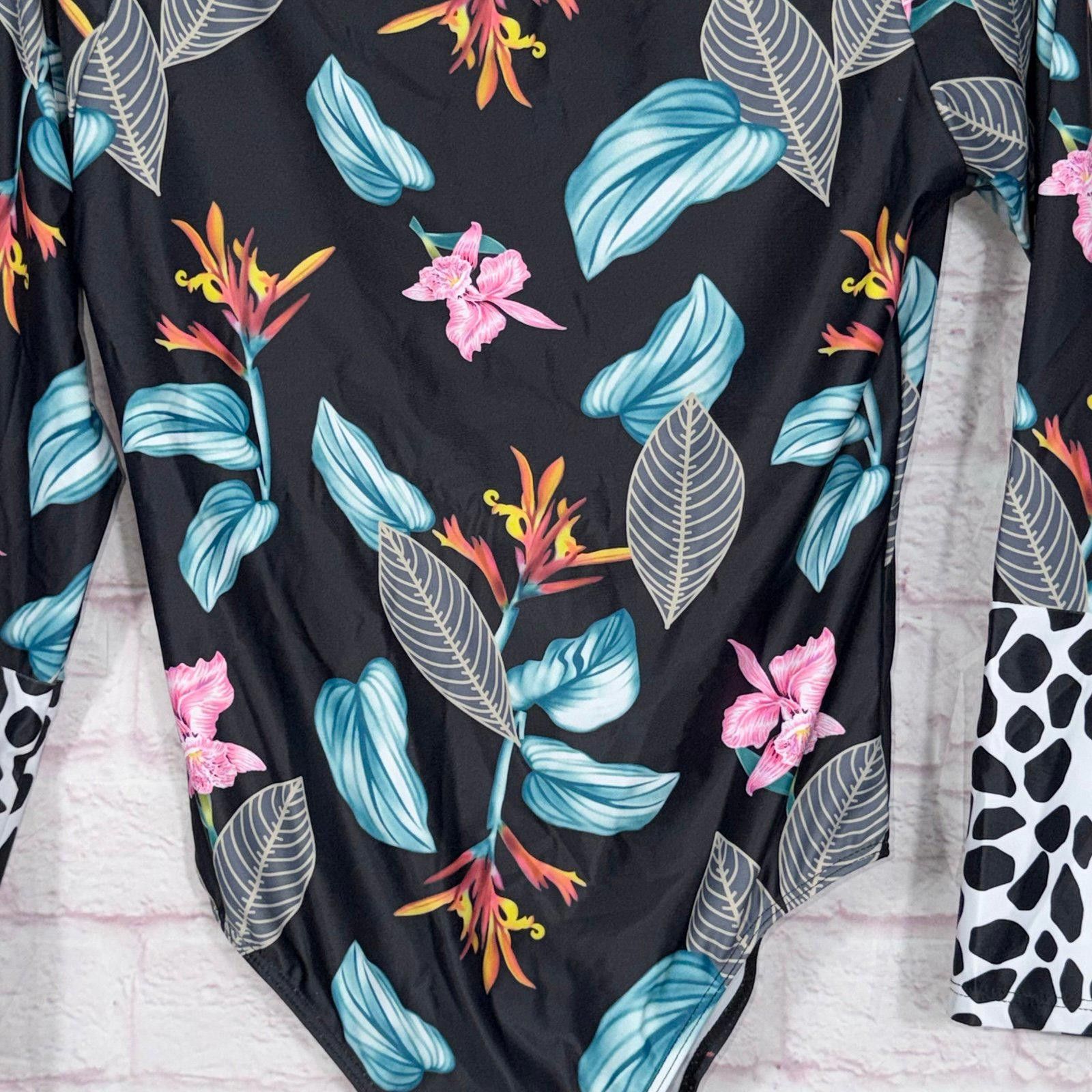 Other CPU AN XL Long Sleeve Floral Swimsuit NWT Size ONE SIZE - 4 Thumbnail