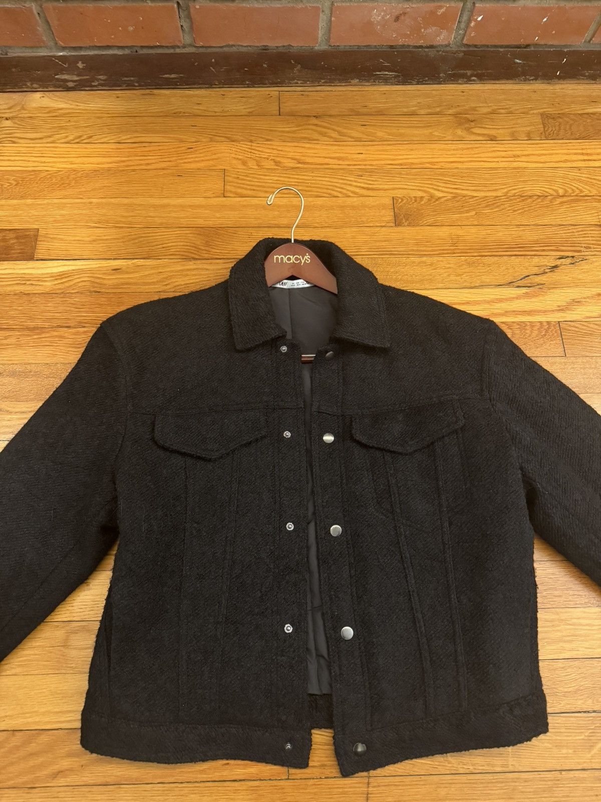 Zara Zara Black Wool Padded Jacket Size US S / EU 44-46 / 1 - 1 Thumbnail