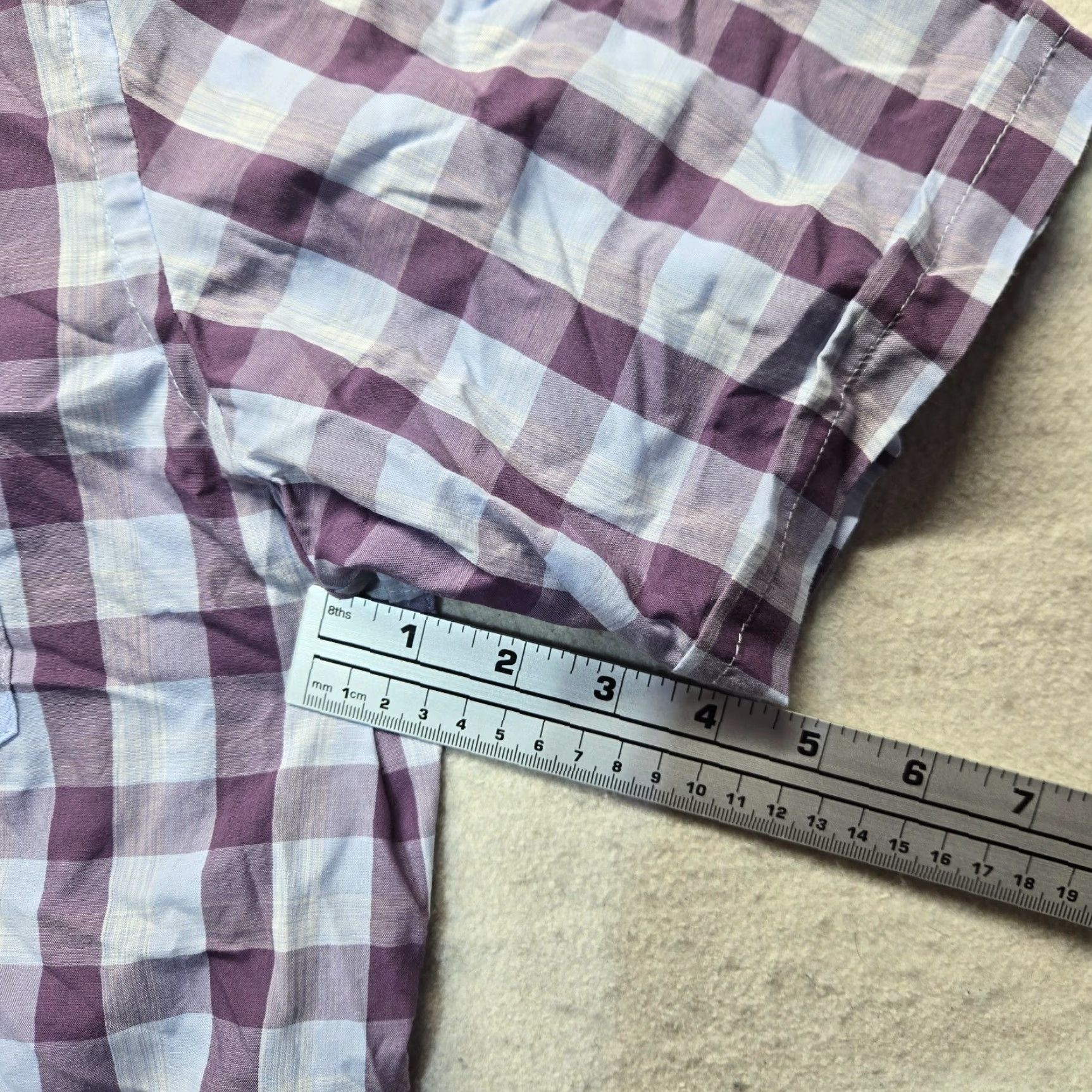 Van Heusen Van Heusen Shirt Mens XL Button-Up Long Sleeve Purple Check 17 17.5 Collared Wrinkle Resistant Pockets Modern Vintage No N/A Size US XL / EU 56 / 4 - 5 Thumbnail
