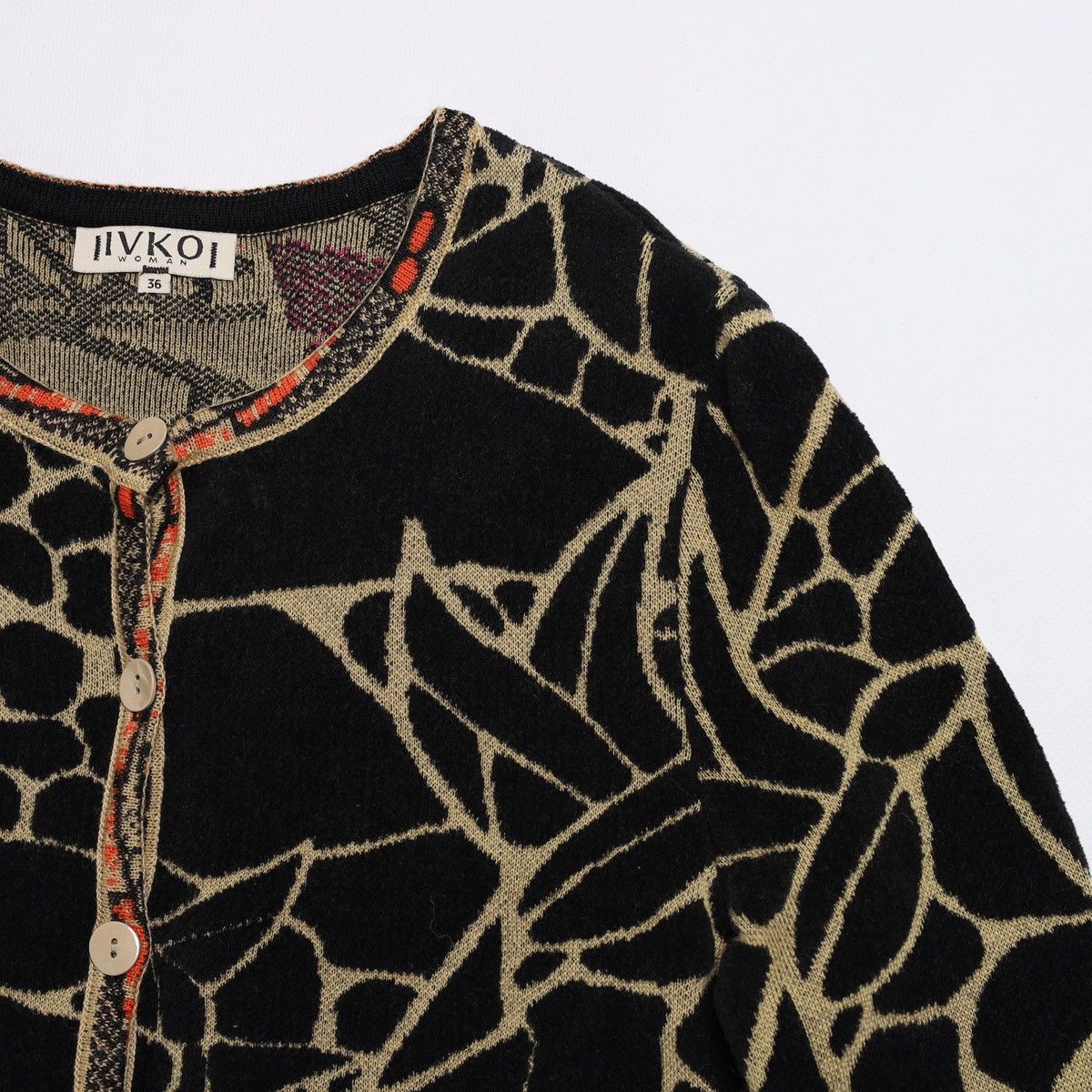 Other Ivko Jacquard Pattern Cardigan Wool Sweater Size XS / US 0-2 / IT 36-38 - 5 Thumbnail